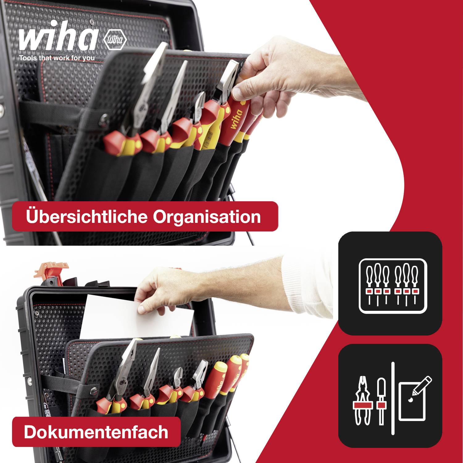 Wiha XL 2 46816 pour électricien, pour les artisans, pour apprentis, pour professionnels, VDE Mallette à outils équipée 41 pièces