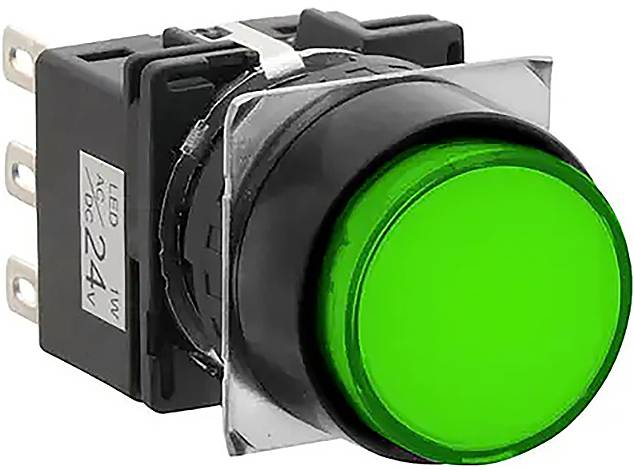 Idec LB1L-M1T64G LB Series Bouton-poussoir 24 V 100 mA 1 x Off/(On) à accrochage vert 1 pc(s)