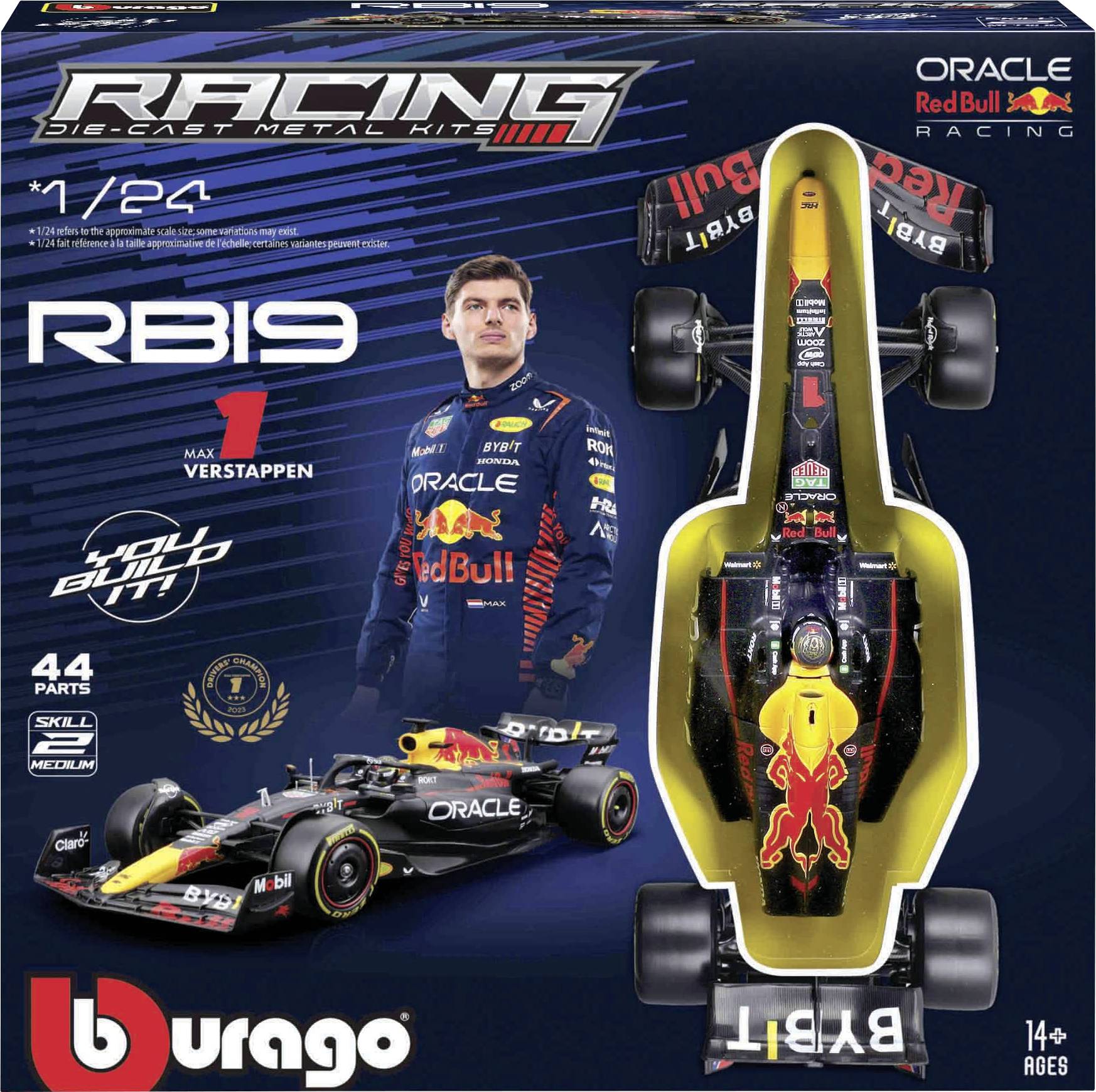 Bburago F1 KIT RedBull RB19 mit Helm, #1 Verstappen 1:24 Modèle réduit de voiture