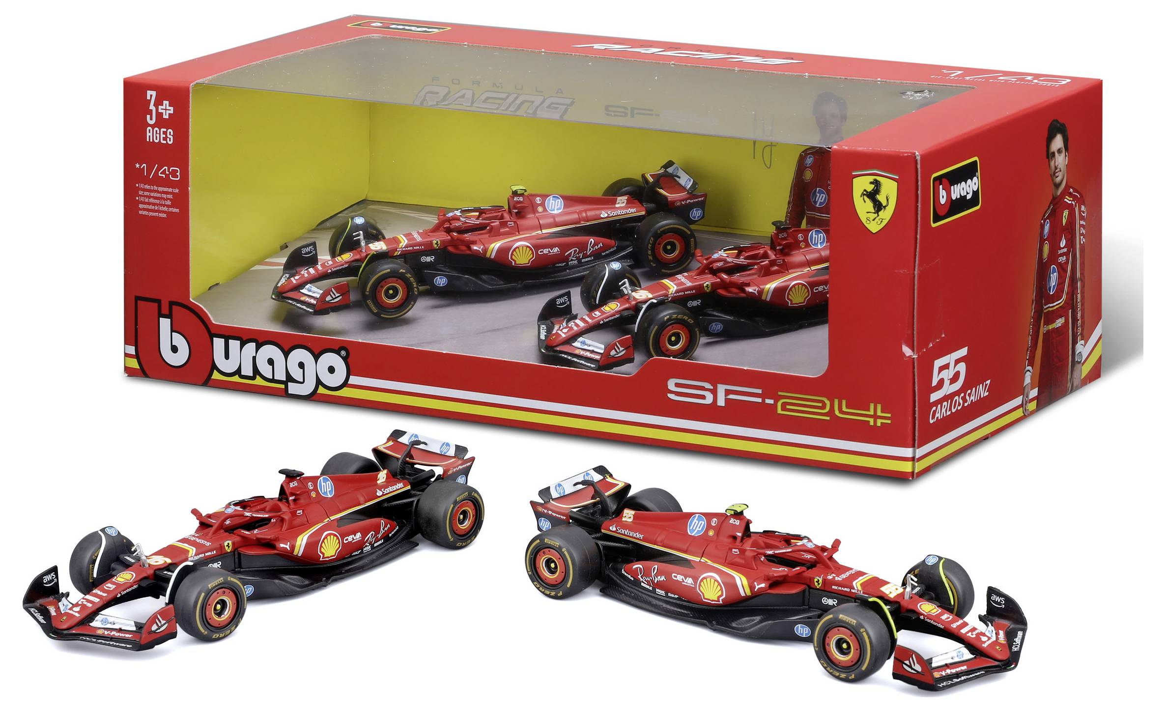Bburago F1 Ferrari SF-24 ´24 2er-Set 1:43 Modèle réduit de voiture