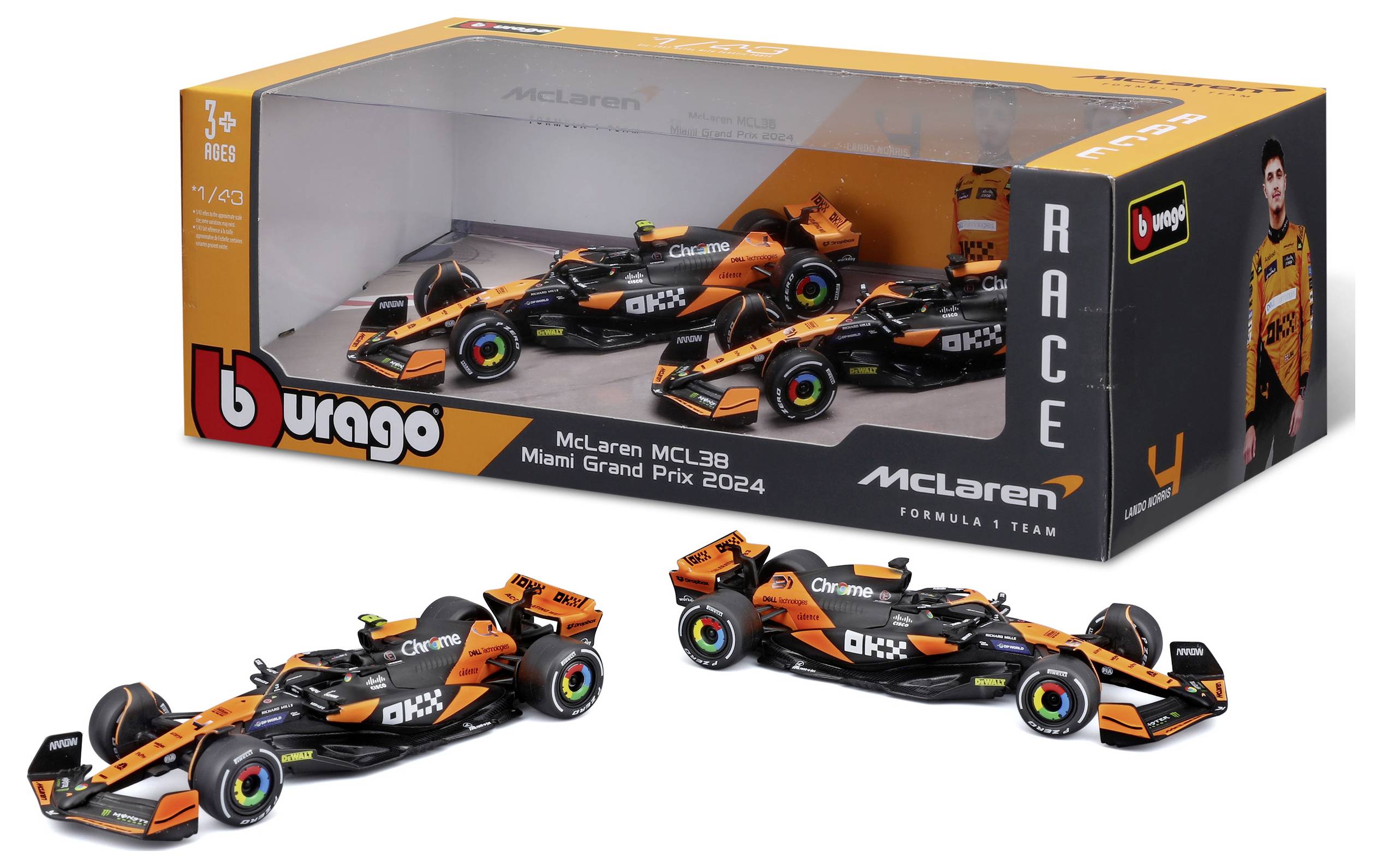 Bburago F1 McLaren MCL38 ´24 2er-Set 1:43 Modèle réduit de voiture