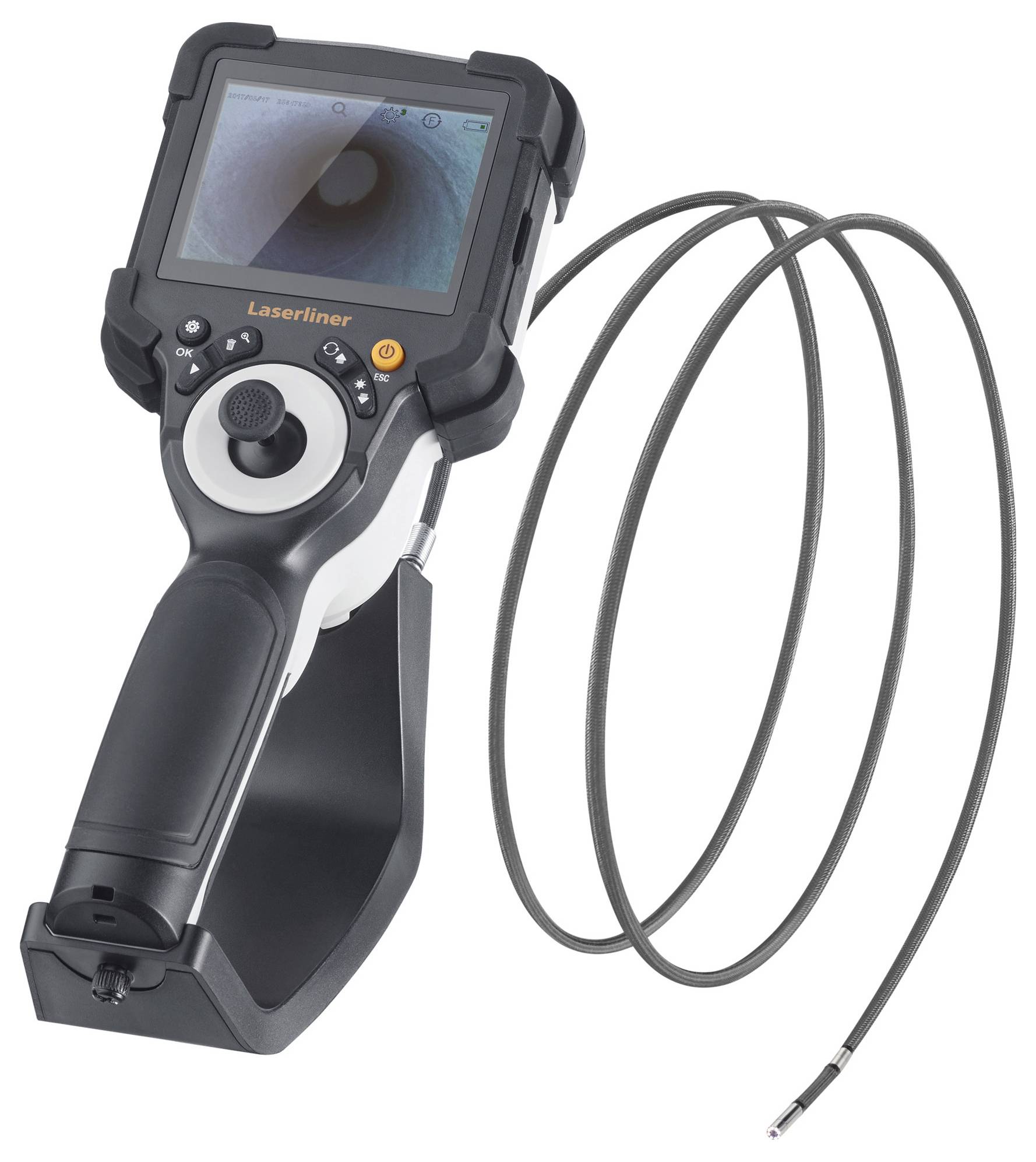 Un dispositif de caméra d'inspection avec un câble flexible et un écran pour visualiser des examens, utile pour les zones difficiles d'accès.