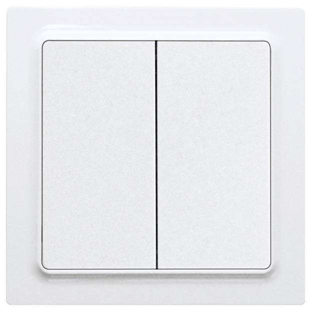 Un interrupteur double blanc sur un mur, adapté pour allumer et éteindre des appareils électriques ou des lumières.
