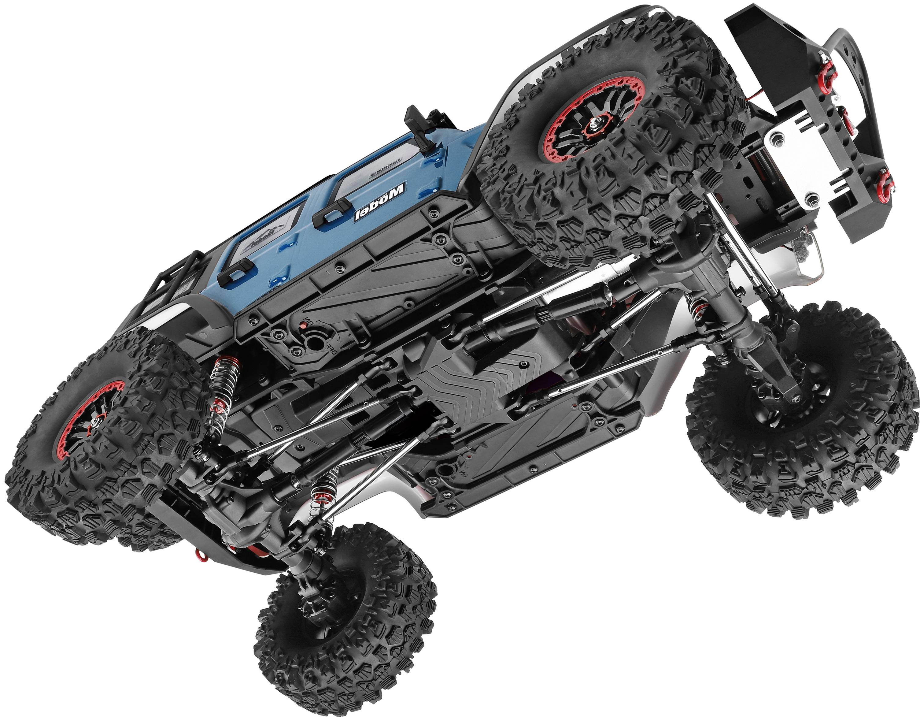 WL Toy bleu métal brushed 1:10 Auto RC électrique Crawler 4 roues motrices (4WD) prêt à fonctionner (RtR) 2,4 GHz avec accu et