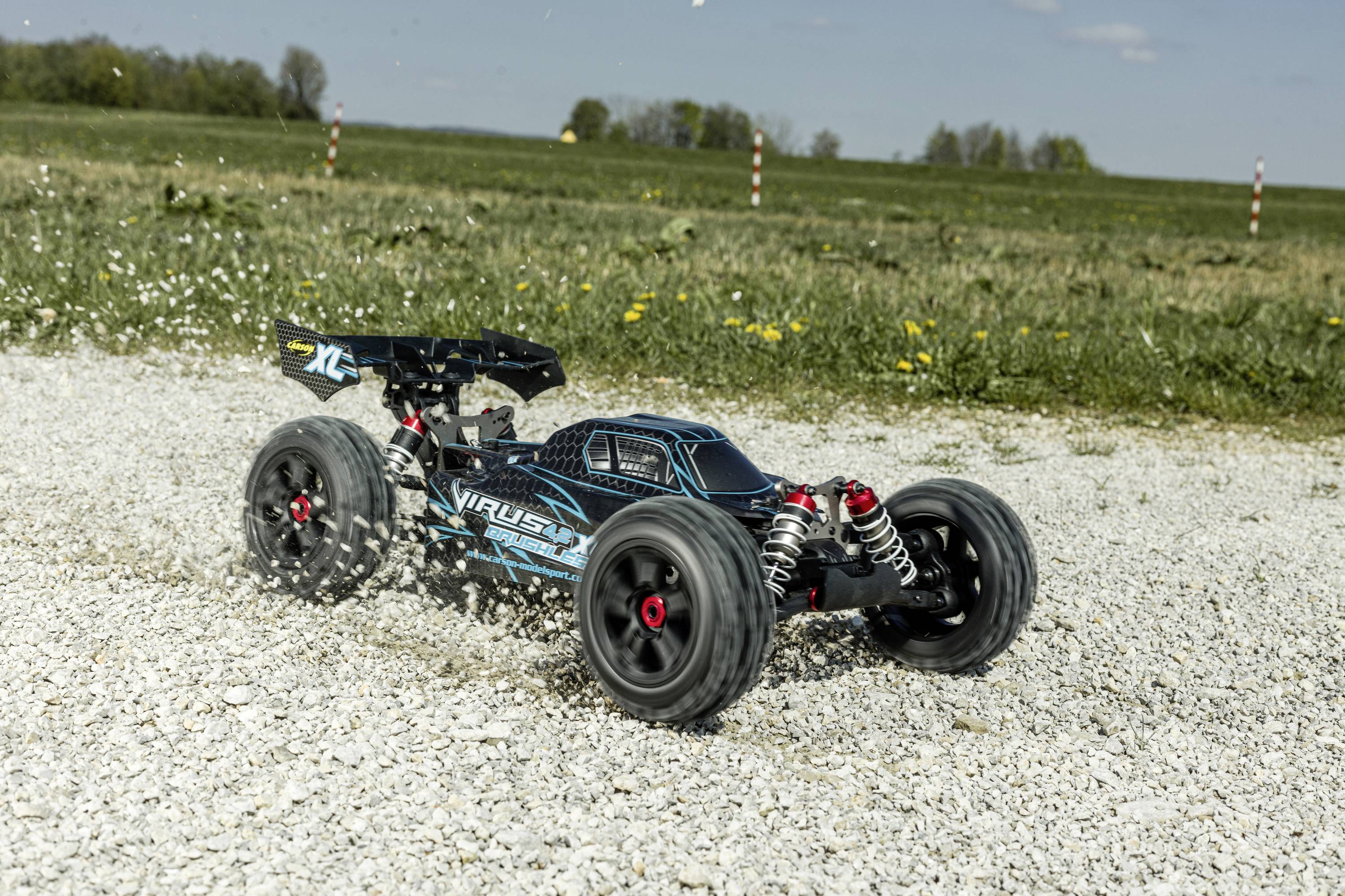 Carson Modellsport Virus 4.2 XL noir, turquoise 1:8 Auto RC électrique Buggy 100% RtR 2,4 GHz avec accu, chargeur et piles pour