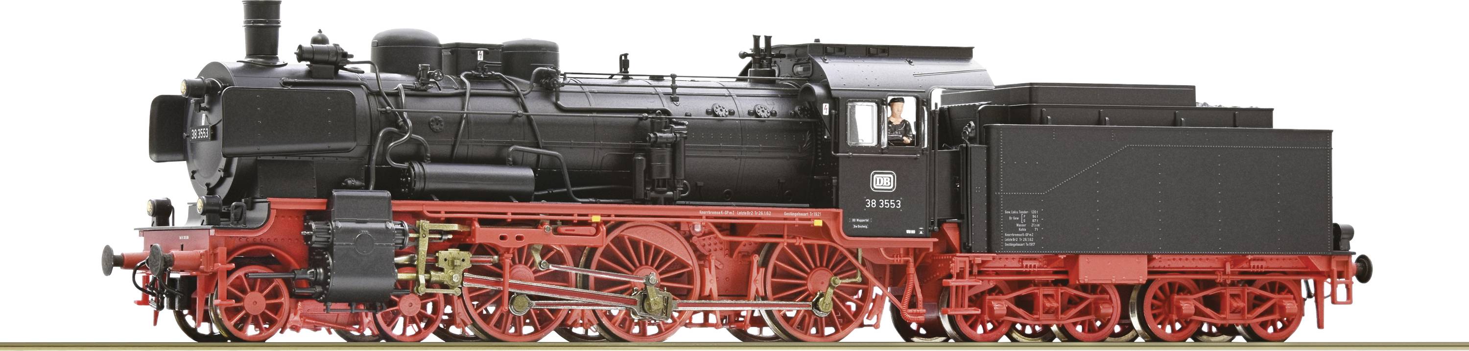 Une locomotive à vapeur historique, peinte en noir et rouge, sur des rails. Elle illustre l'ancienne technologie ferroviaire avec des roues et des bielles bien visibles.