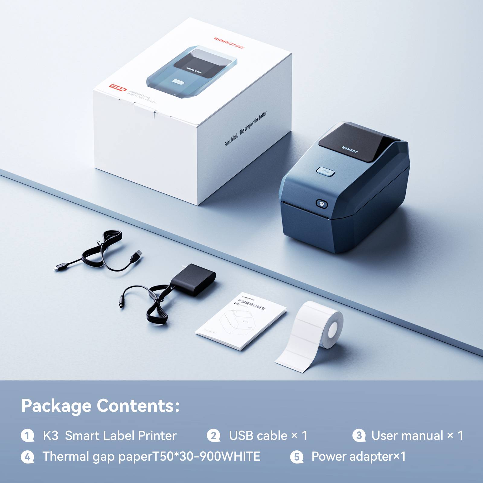 NIIMBOT K3 Imprimante d'étiquettes thermique directe 203 x 203 dpi Largeur des étiquettes (max.): 82 mm Bluetooth®, USB