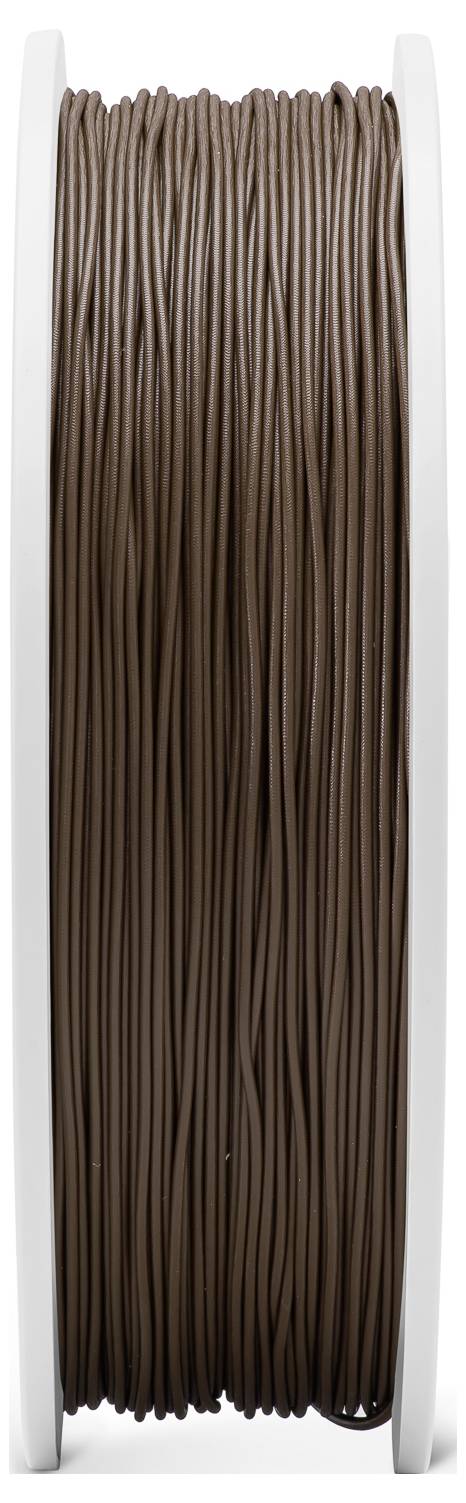 Une bobine de filament marron pour imprimante 3D, orientée verticalement, fabriquée par Verbatim.