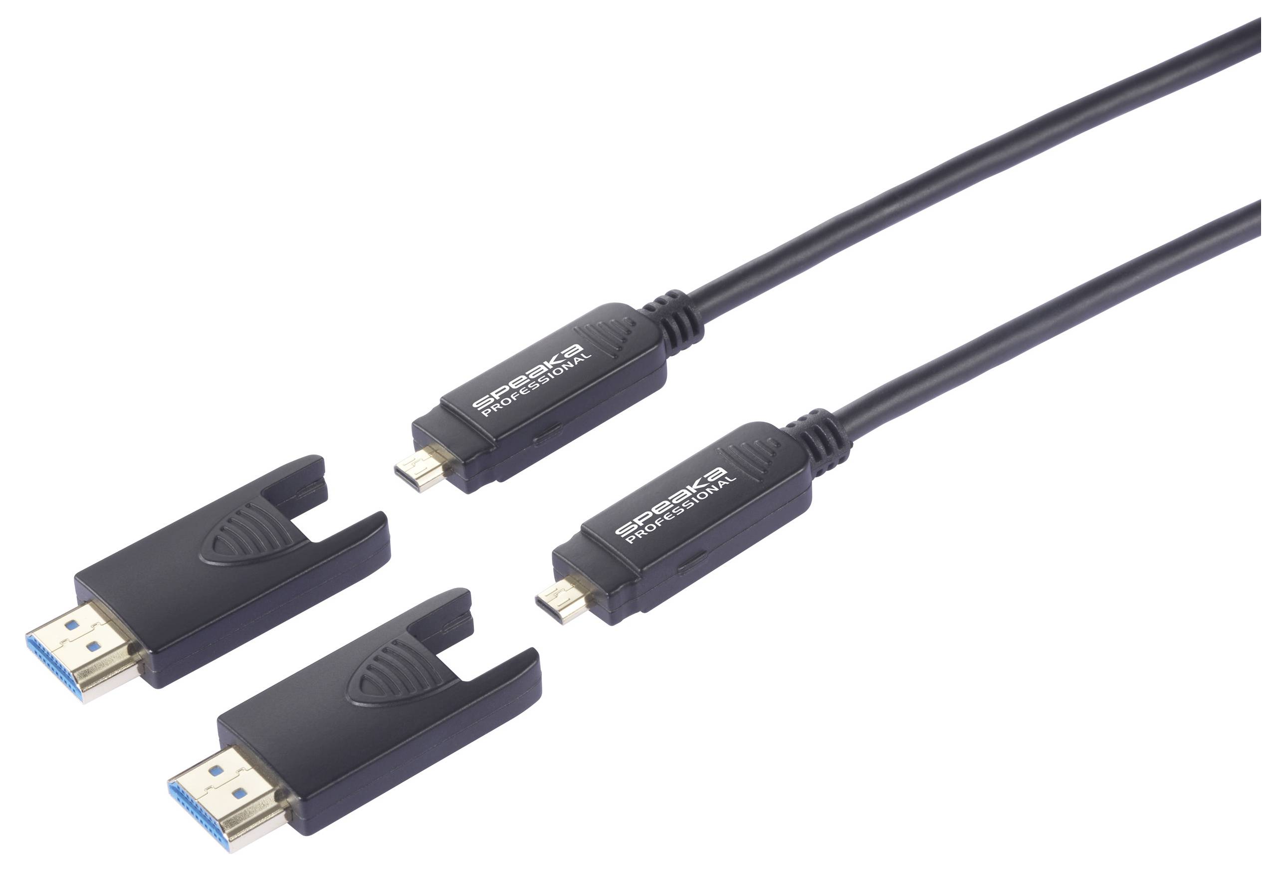 Câble de raccordement SpeaKa Professional fibre optique / HDMI Fiche mâle HDMI-A, Fiche mâle HDMI-Micro-D, Fiche mâle HDMI-A
