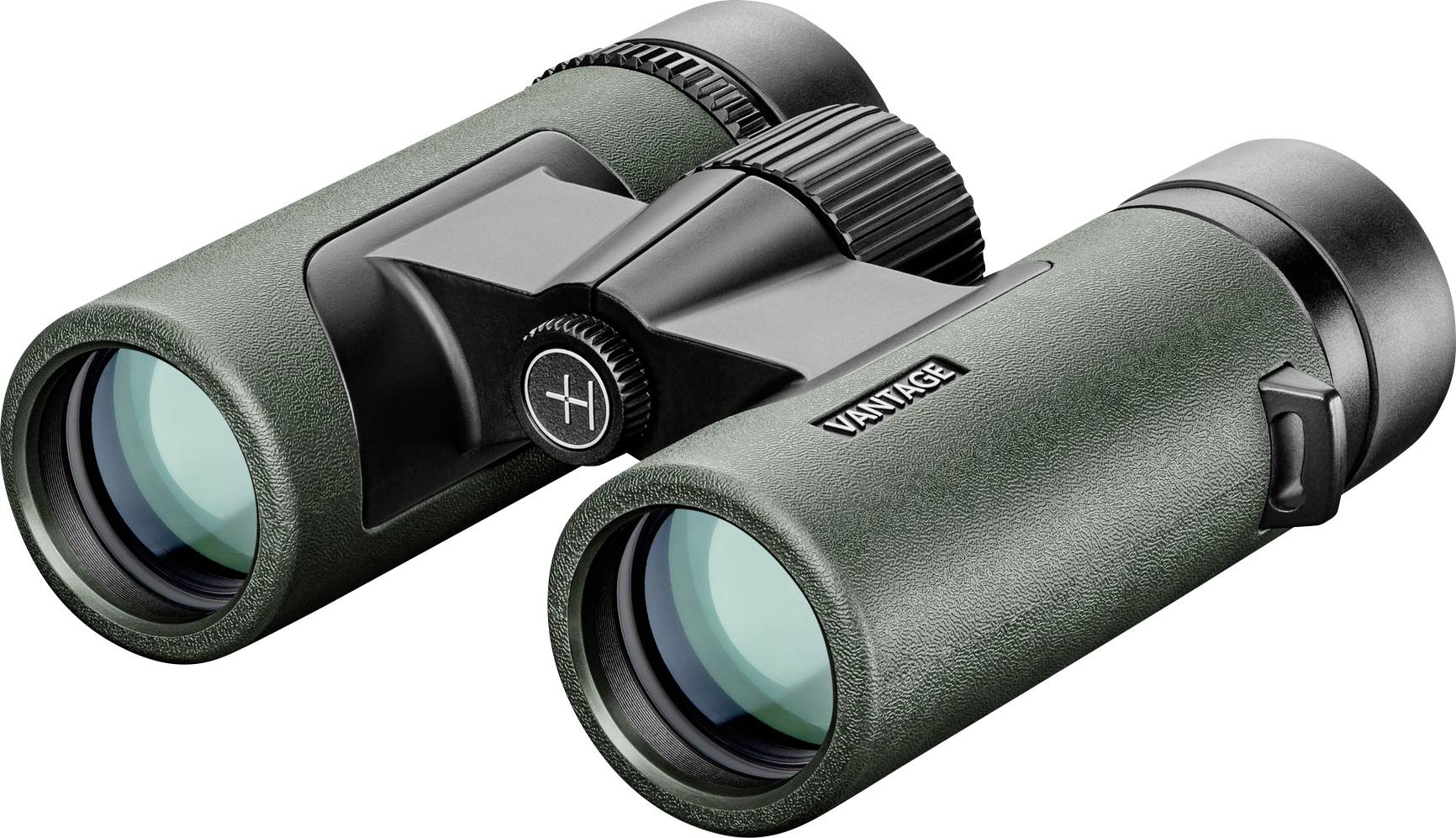 Jumelles à boîtier vert, deux objectifs et molette de mise au point noire au centre, adaptées aux activités de plein air comme l'observation des oiseaux.