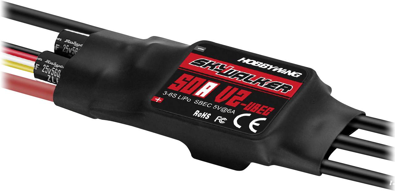 Hobbywing Skywalker V2 50A 6s Régulateur brushless pour avion Charge admissible (max.): 70 A