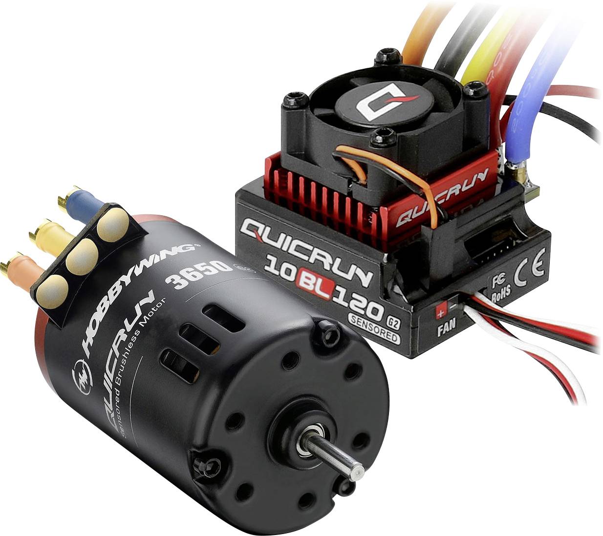 Hobbywing Combo 10BL120 G2 mit 3650SD 13.5T 38020382 Tours: 13.5 Kit moteur pour modèle réduit de voiture brushless 1:10, 1:12