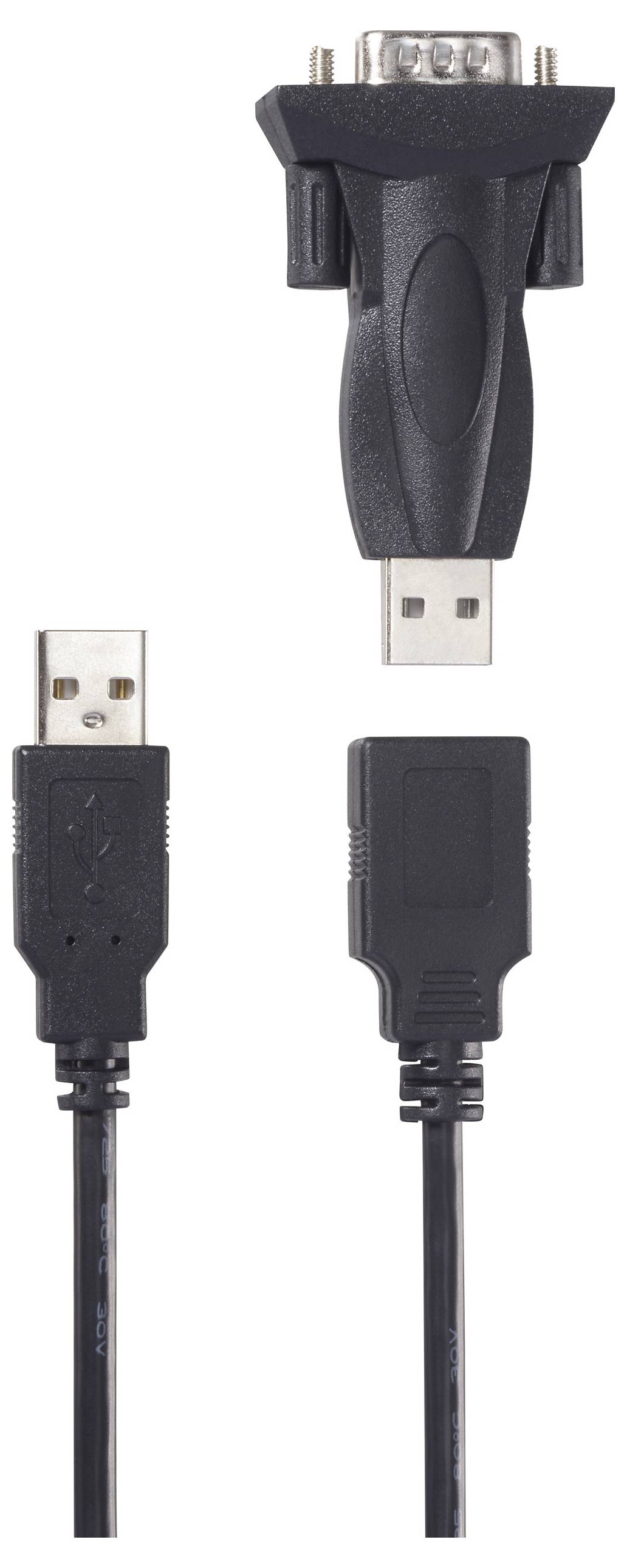 Un adaptateur USB vers VGA doté d'un connecteur USB à une extrémité et d'un connecteur VGA à l'autre, utilisé pour connecter des appareils à des écrans.