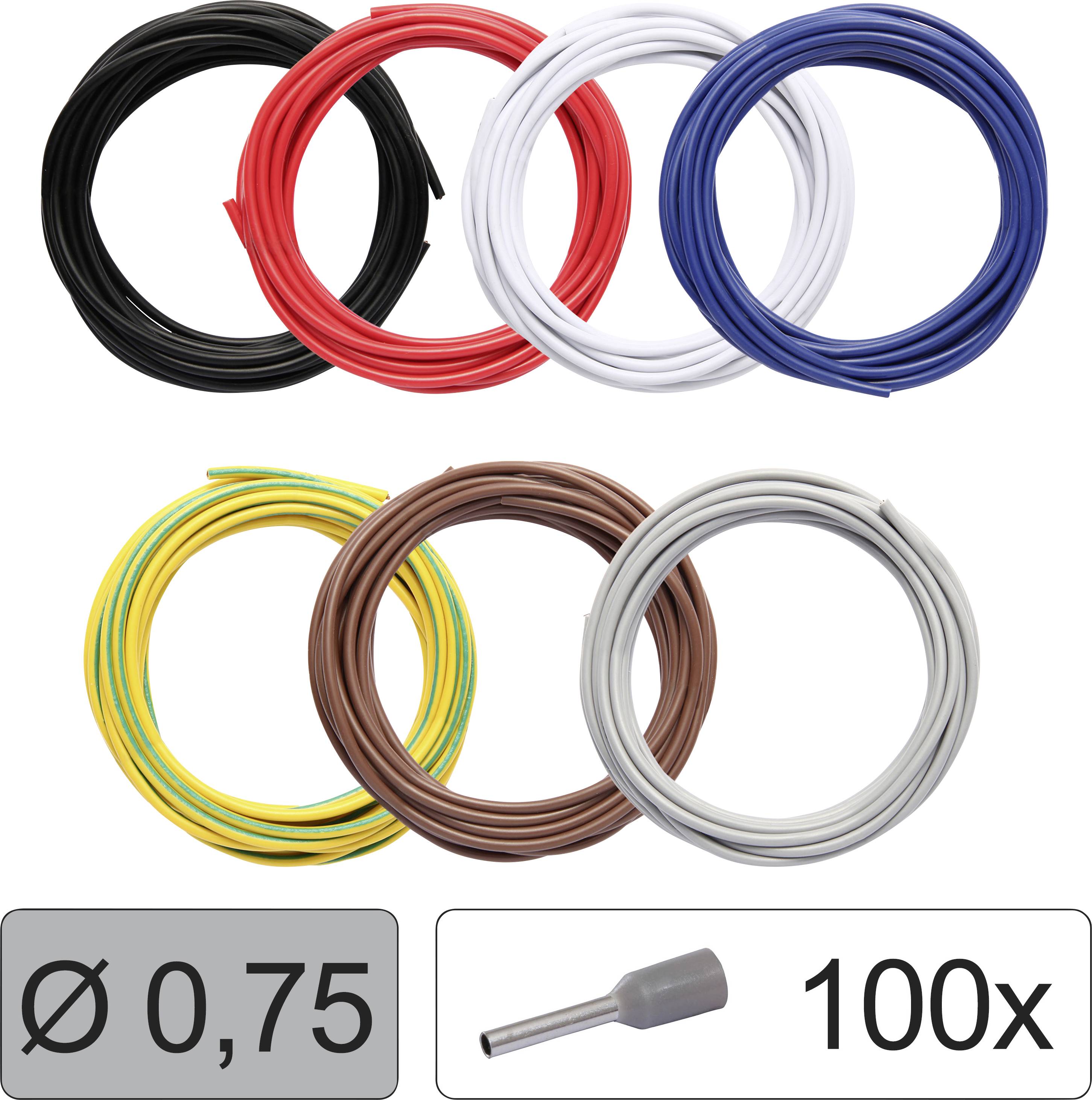 Quadrios 25CW114 Conducteur individuel LiFY 0.75 mm² noir, rouge, blanc, bleu, jaune-vert, marron, gris 1 set