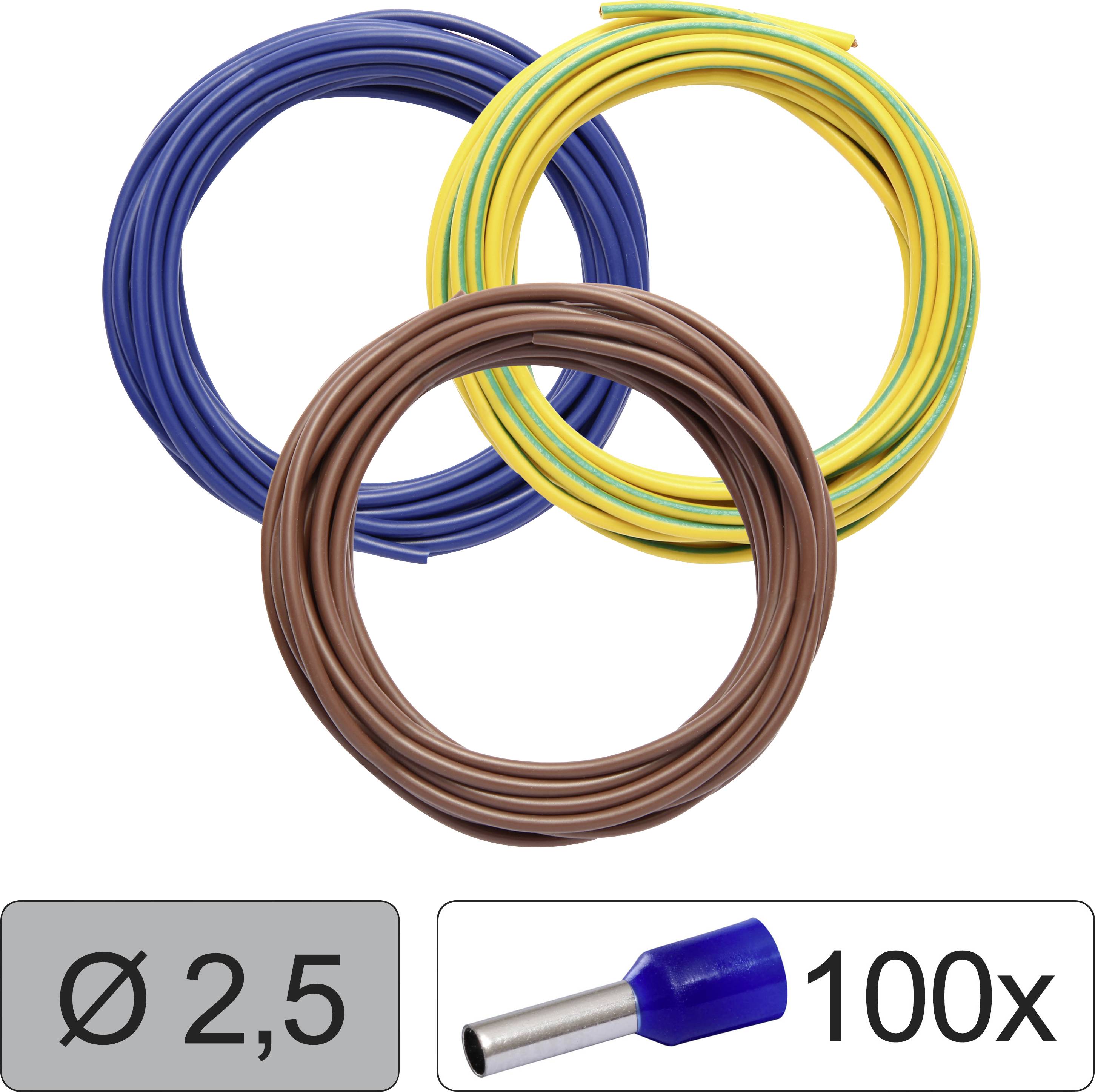 Quadrios 25CW124 Conducteur individuel LiFY 2.5 mm² bleu, marron, jaune-vert 1 set
