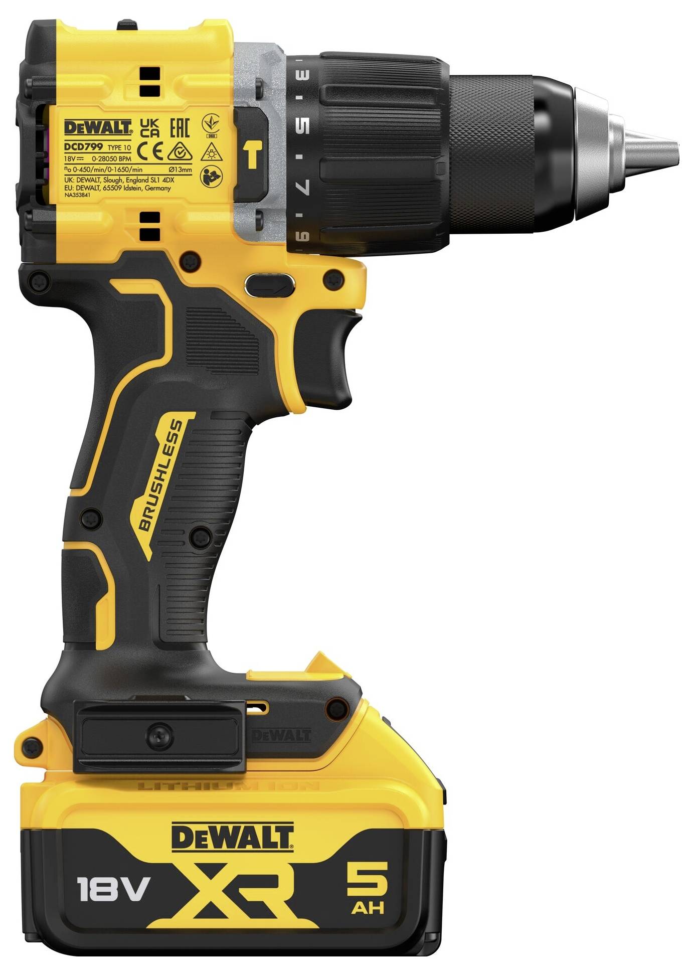DEWALT DCD799P2T-QW 2 vitesses-Perceuse-visseuse à percussion sans fil + 2 batteries, + chargeur, + mallette