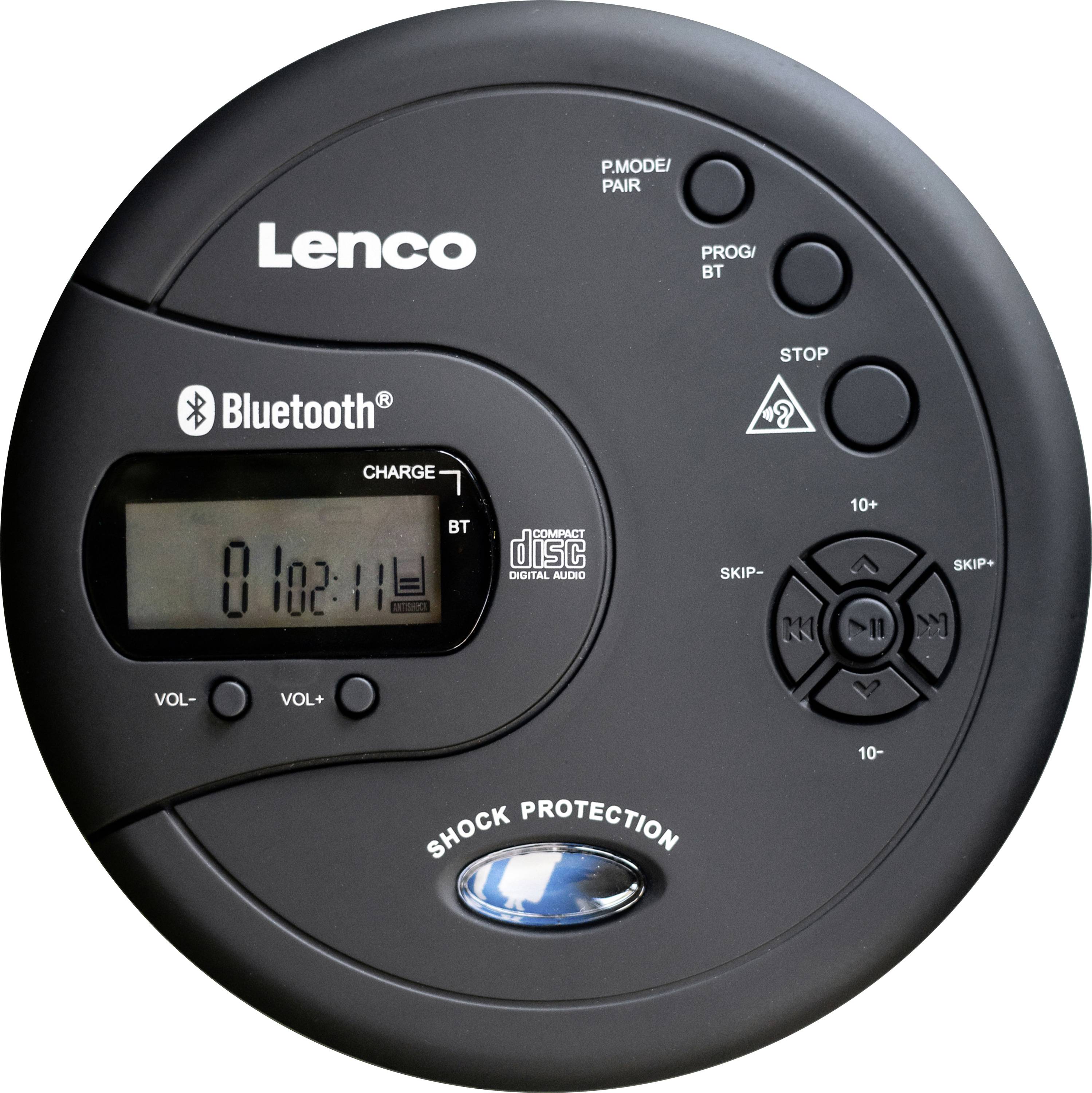 Lecteur CD portable Lenco CD-300BK - Tragbarer Bluetooth® CD-MP3-Player mit Anti-Shock