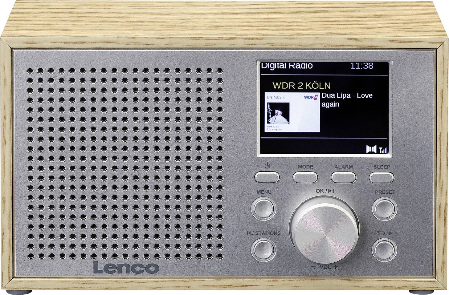 Lenco DAR-017WH Radio de table DAB+, FM réception radio, Bluetooth fonction réveil chêne