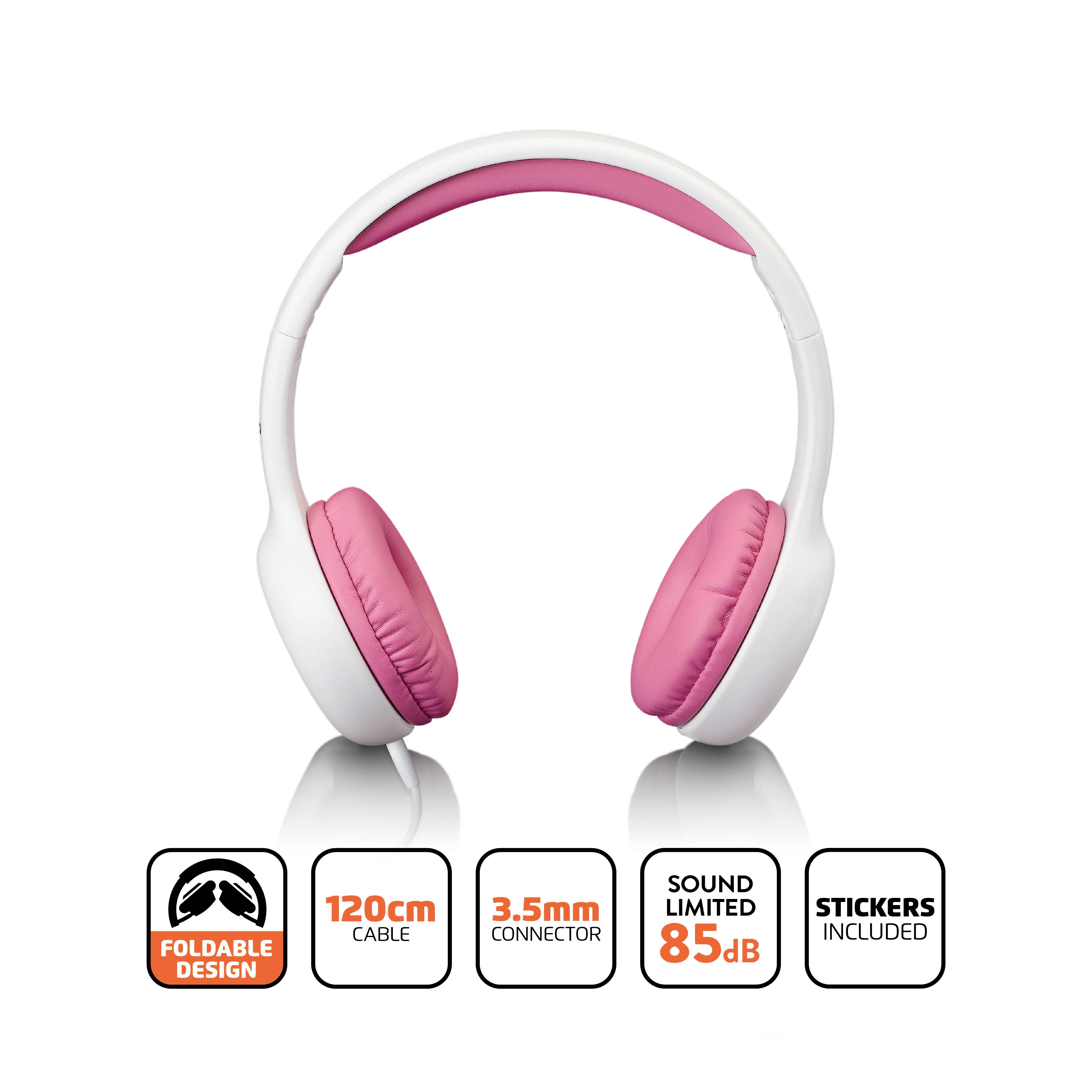 Lenco HP-010BU Kopfhörer für Kinder, Pink Casque supra-auriculaire