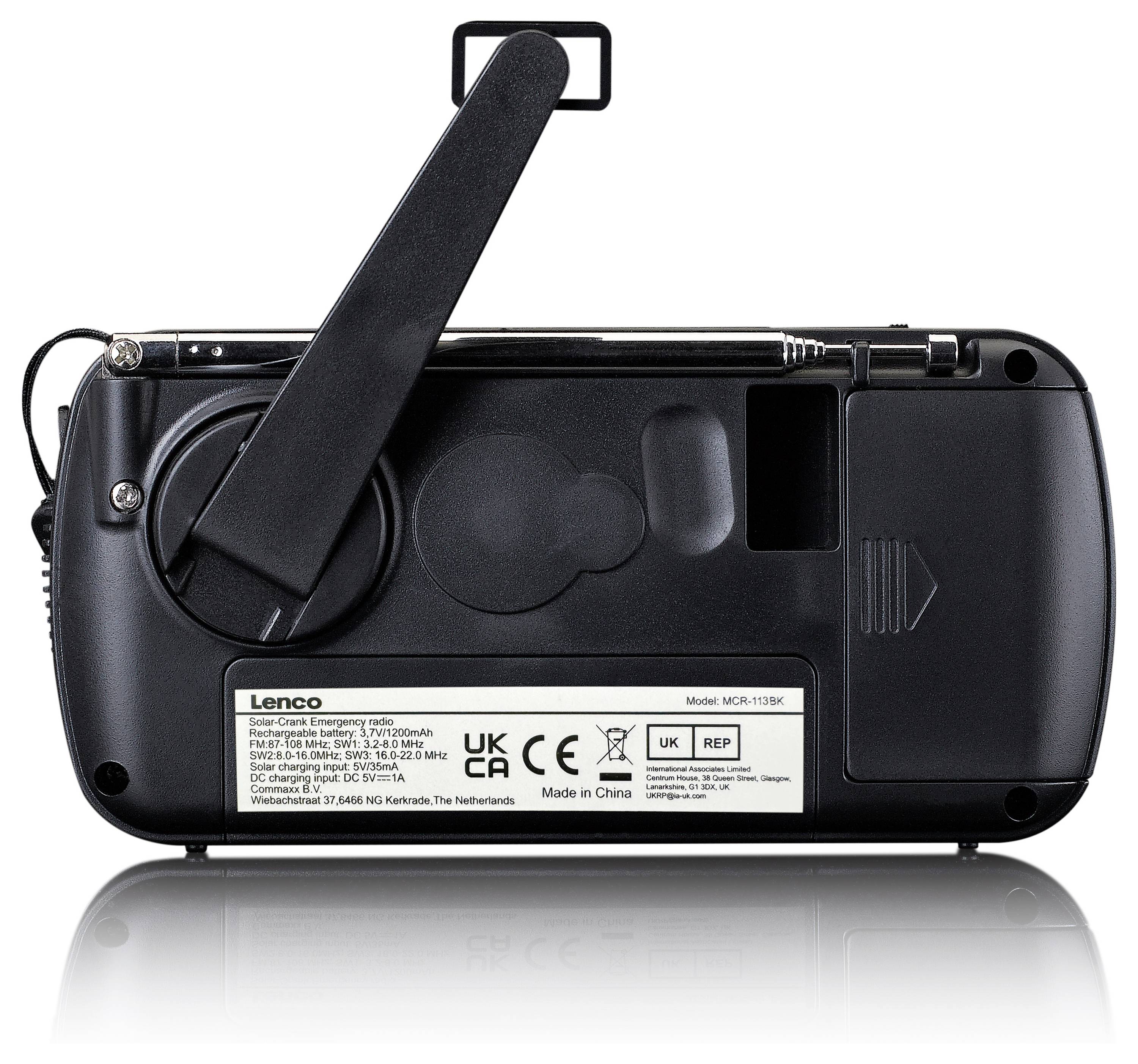 Lenco MCR-113BK Radio d'urgence noir