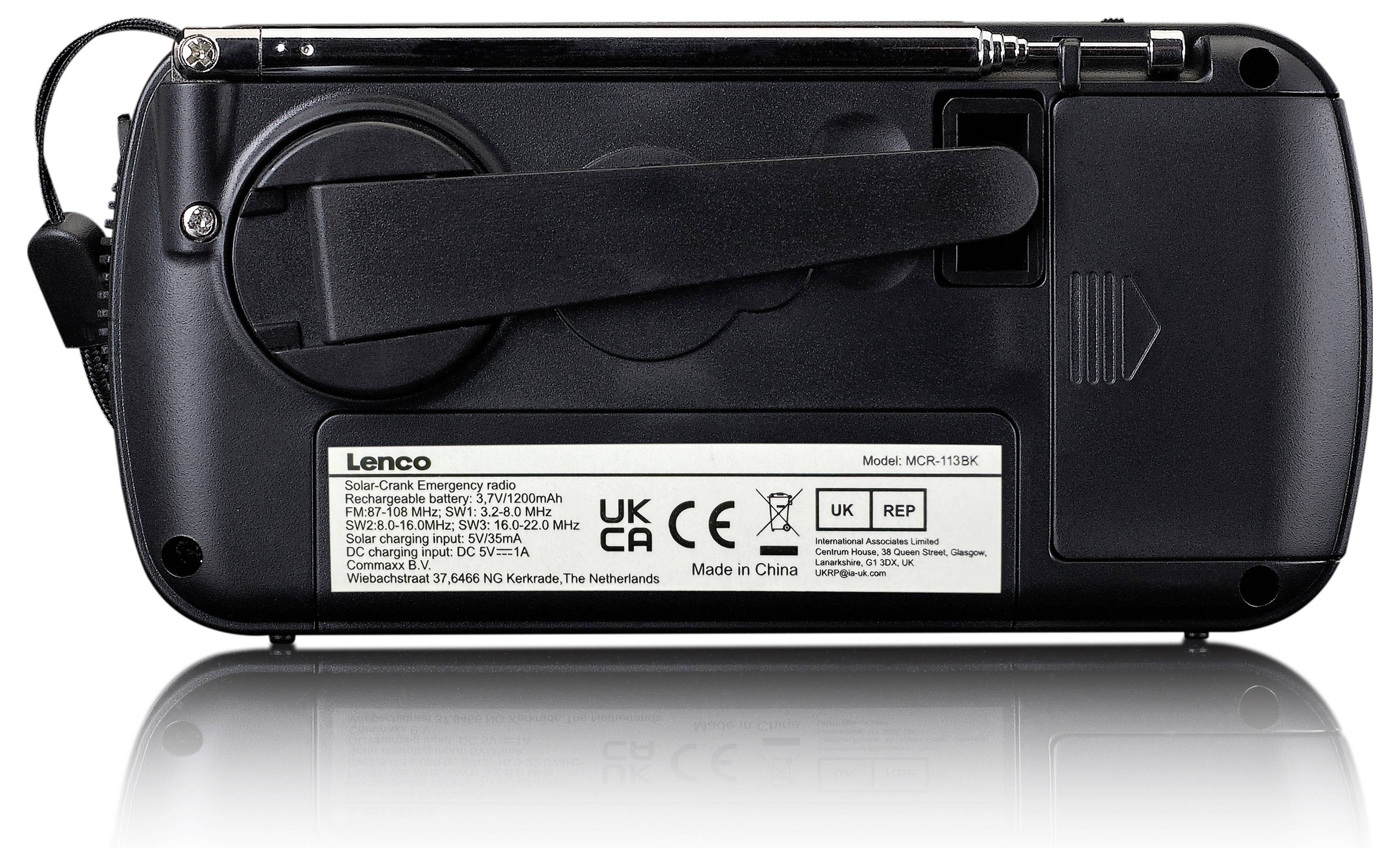 Lenco MCR-113BK Radio d'urgence noir