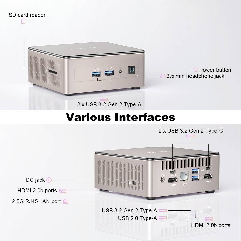 GEEKOM Mini-PC (HTPC) A5 AMD Ryzen 5 7430U 4.3 GHz 8 GB RAM 256 GB SSD AMD Graphique Win 11 Pro A5-R5