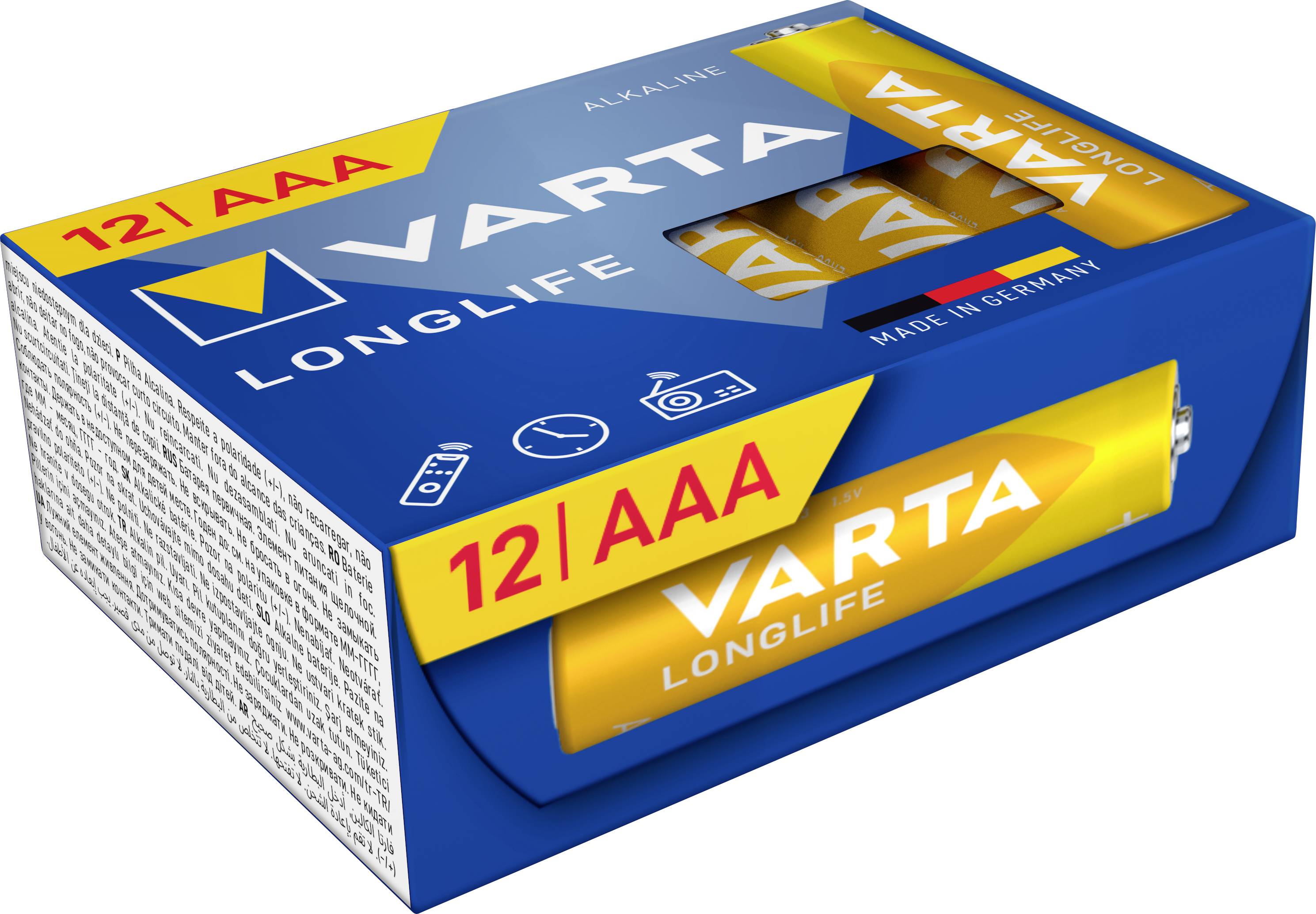 VARTA Longlife AAA Cube Pack12 Pile LR3 (AAA) alcaline(s) 1.5 V 12 pc(s)