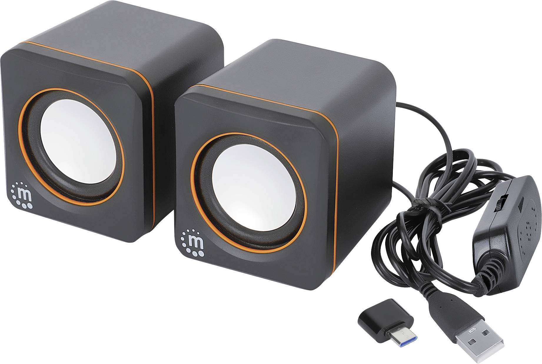 Manhattan Enceintes PC USB noir, orange