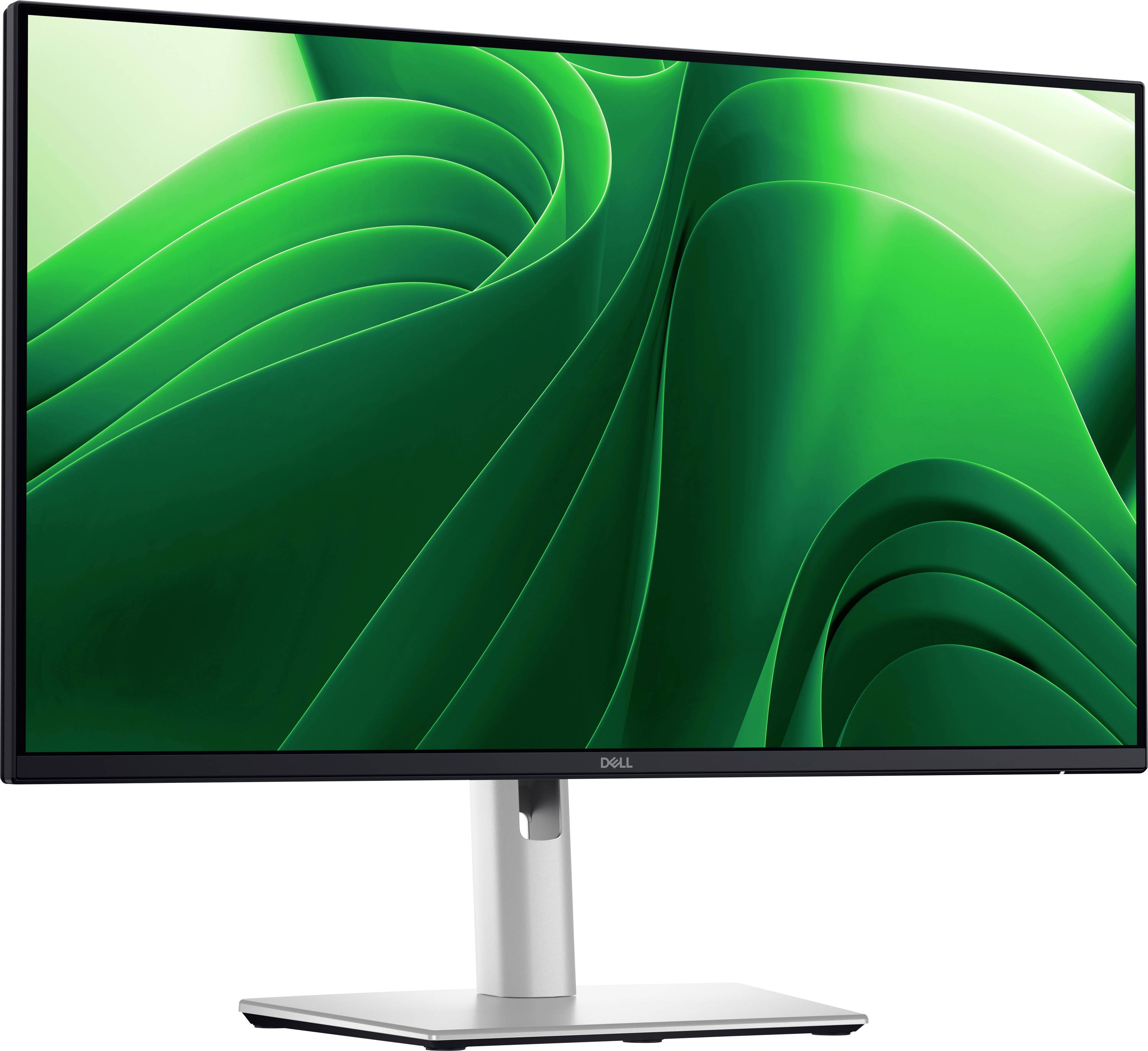 Un moniteur avec un motif de fond abstrait vert sur l'écran.