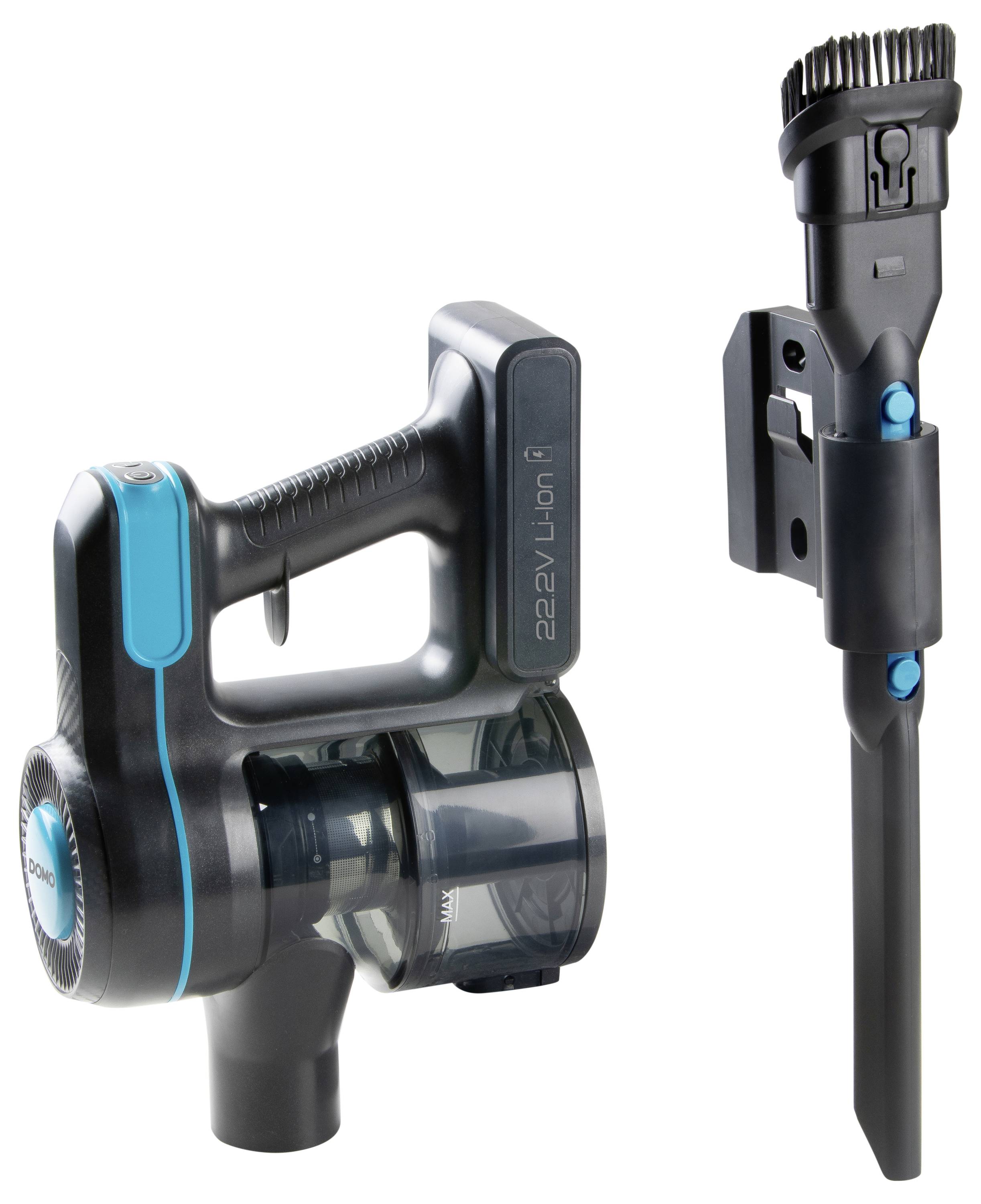 Un aspirateur à main sans fil avec un embout amovible, adapté pour le nettoyage des espaces les plus étroits et des surfaces difficiles d'accès.