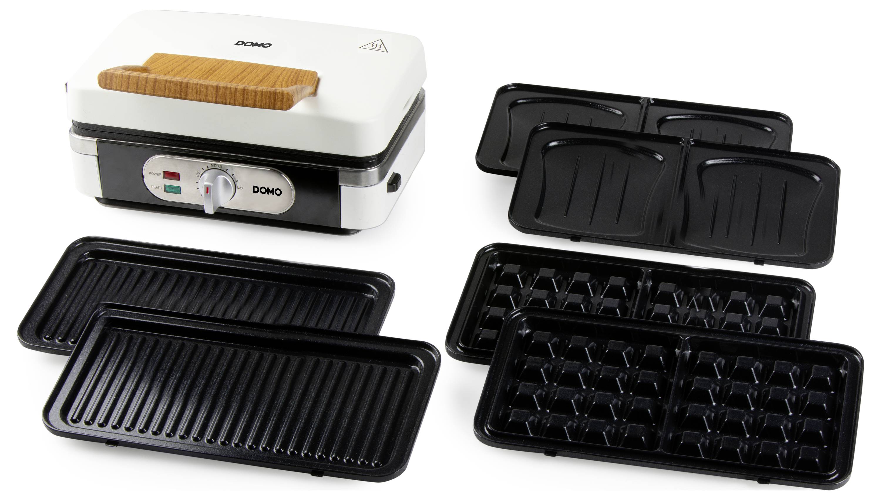 DOMO SANDWICH-WAFFEL-GRILL 3-IN-1 POWDER WHITE Machine à croque-monsieur blanc