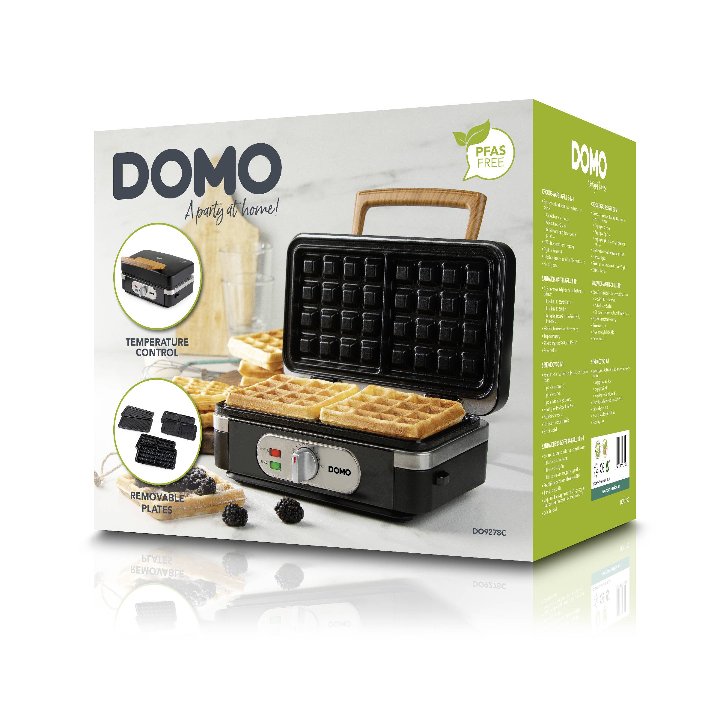 DOMO SANDWICH-WAFFEL-GRILL 3-IN-1 INKY BLACK Machine à croque-monsieur noir