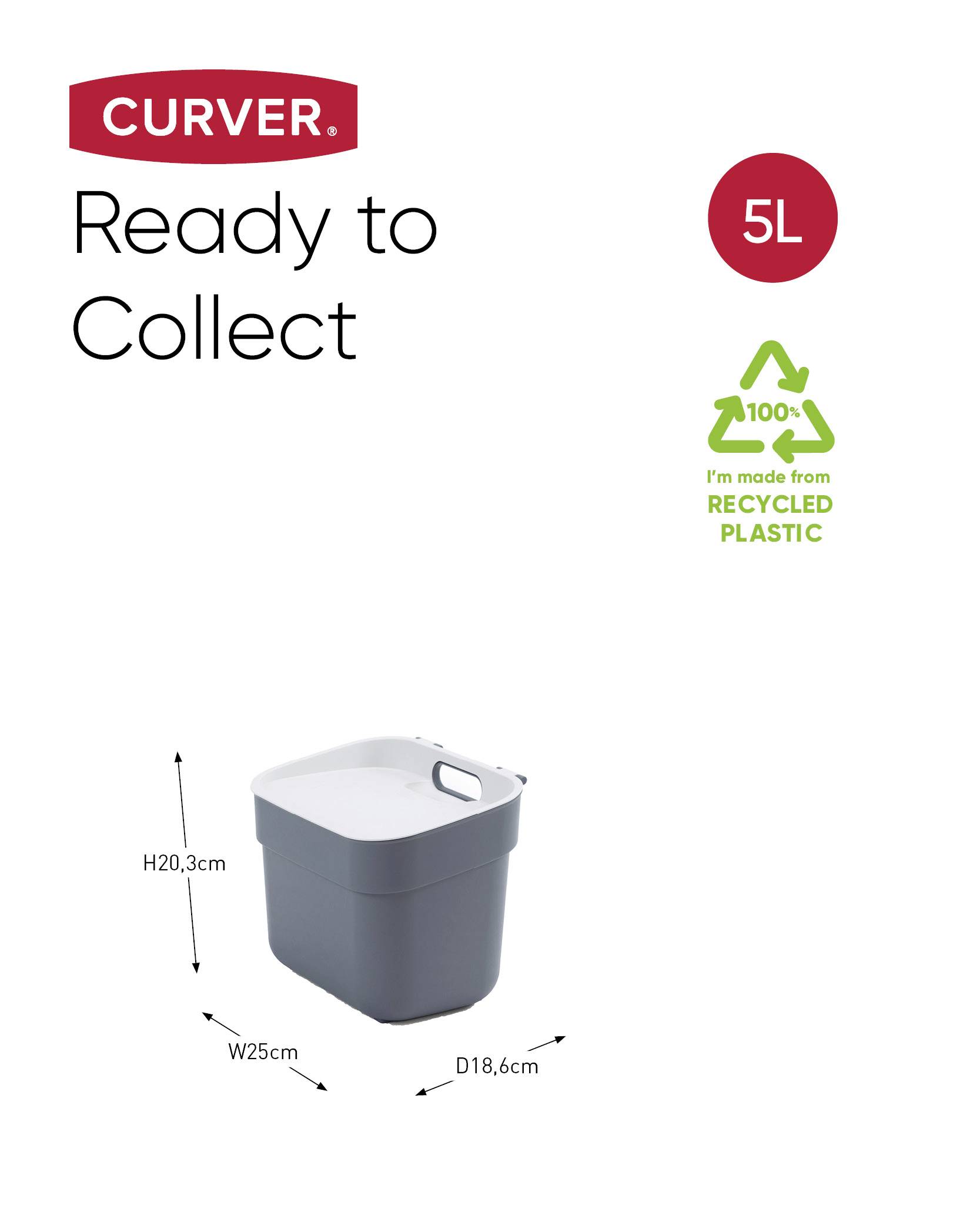 Curver READY TO COLLECT Biomülleimer [5L], dunkelgrau 252032 Poubelle vert foncé 1 pc(s)