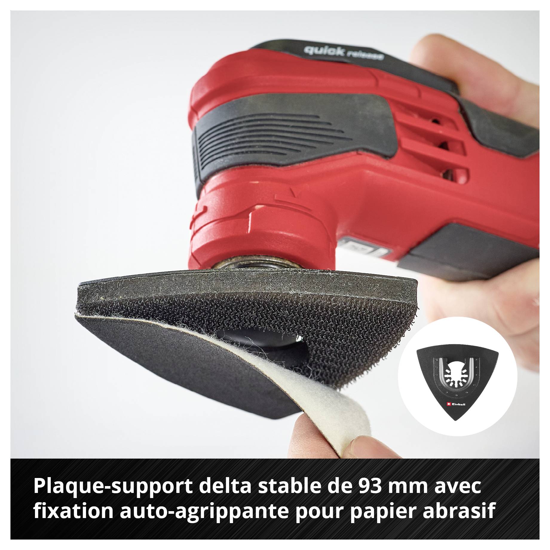 Une brosse de nettoyage électrique portative avec des poils blancs et un manche turquoise, présentée en position verticale.