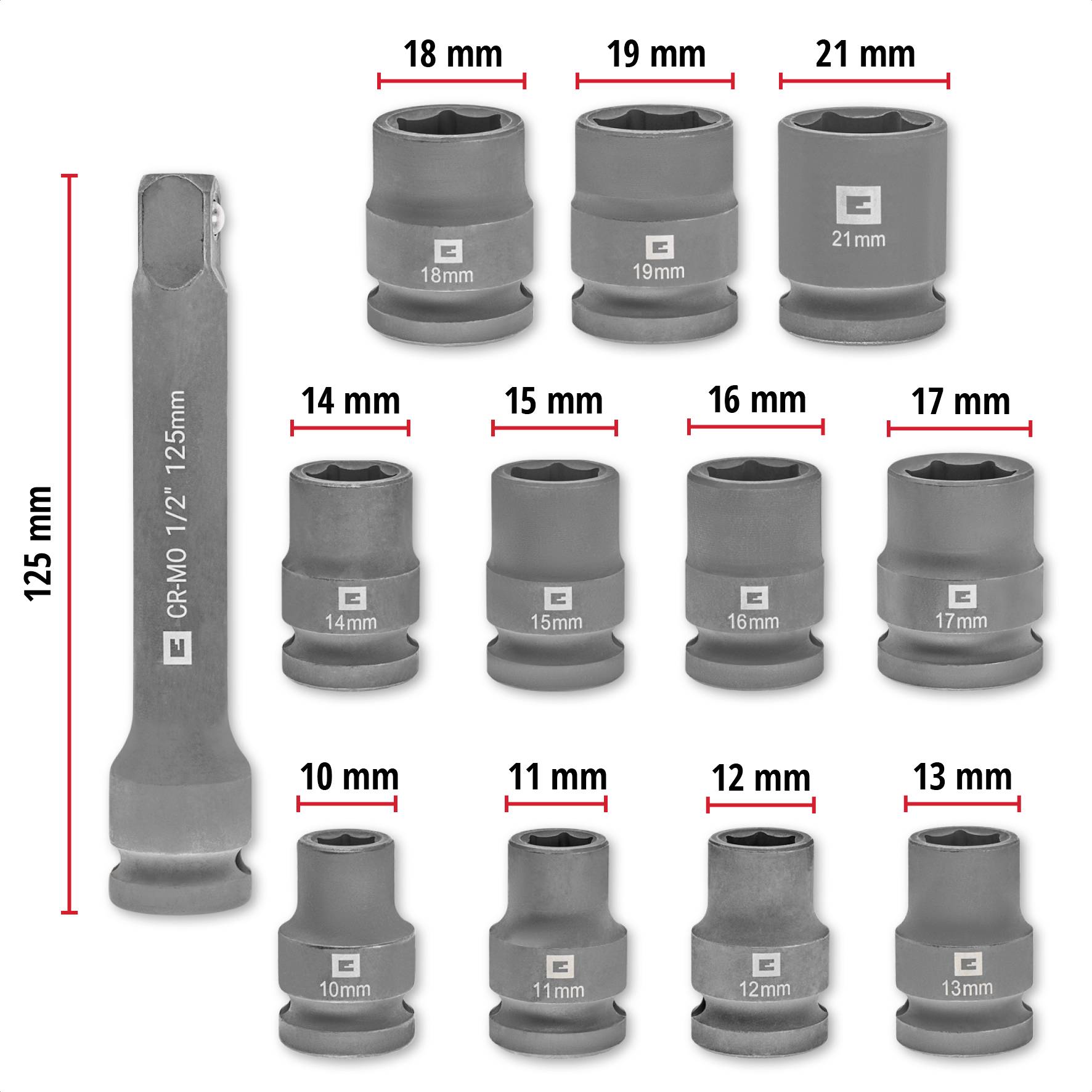 Einhell Impact Set d'embouts et clés à douille 1/2" 109283