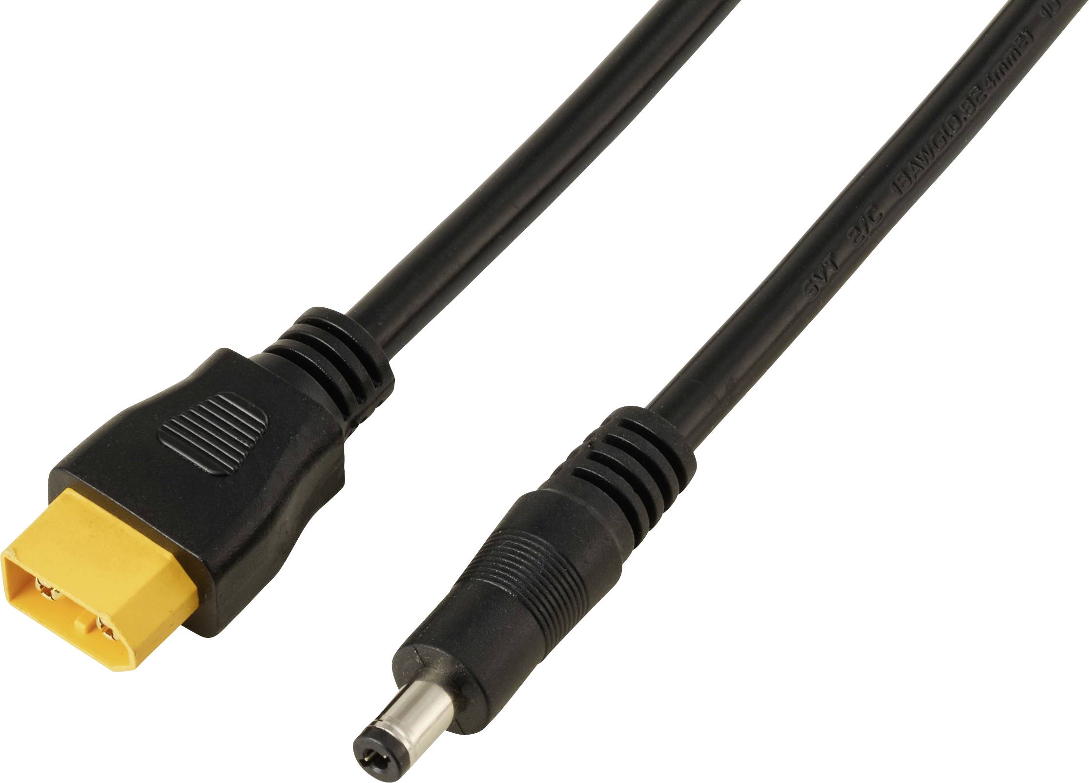 Fiche DC 2,1/5,5 mm sur câble XT60 0,5 M. TC-13619288 noir TRU COMPONENTS Contenu: 1 pc(s)