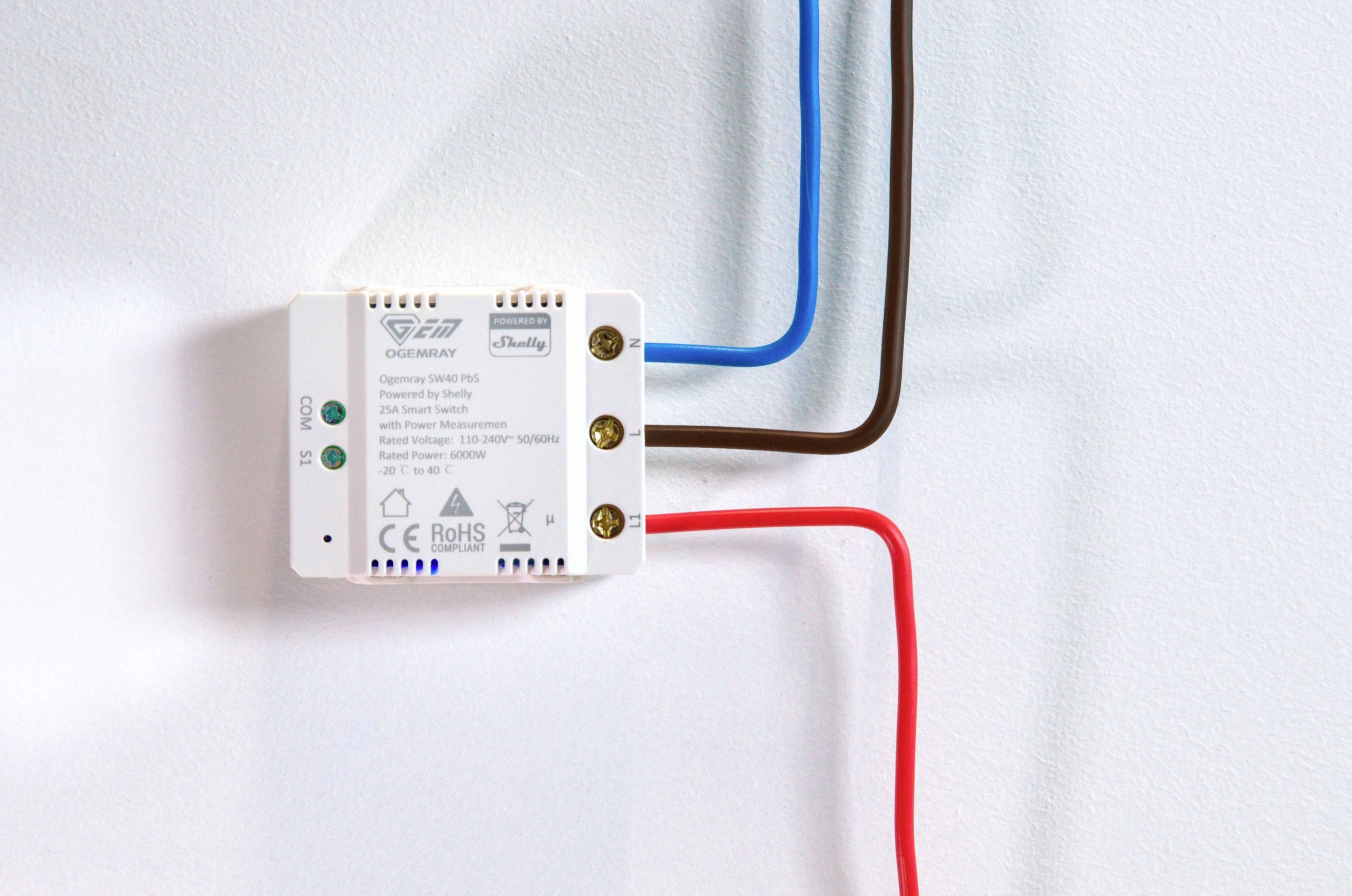 Shelly Ogemray smarter Relaisschalter 25 A Actionneur de mesure de commutateur Bluetooth, Wi-Fi