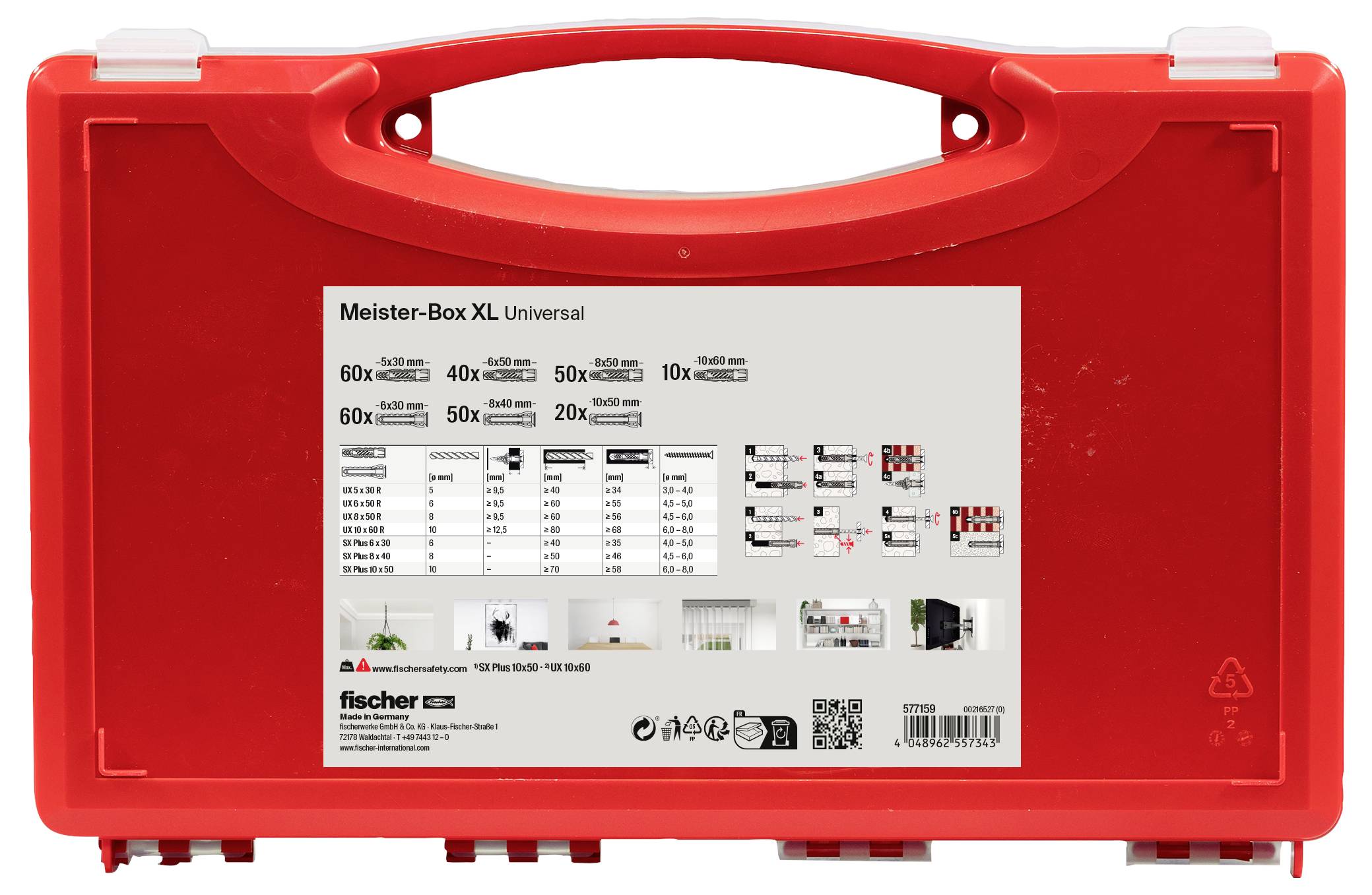 Fischer 577159 Meister-Box XL Boîte d'assortiment de chevilles 290 pc(s)