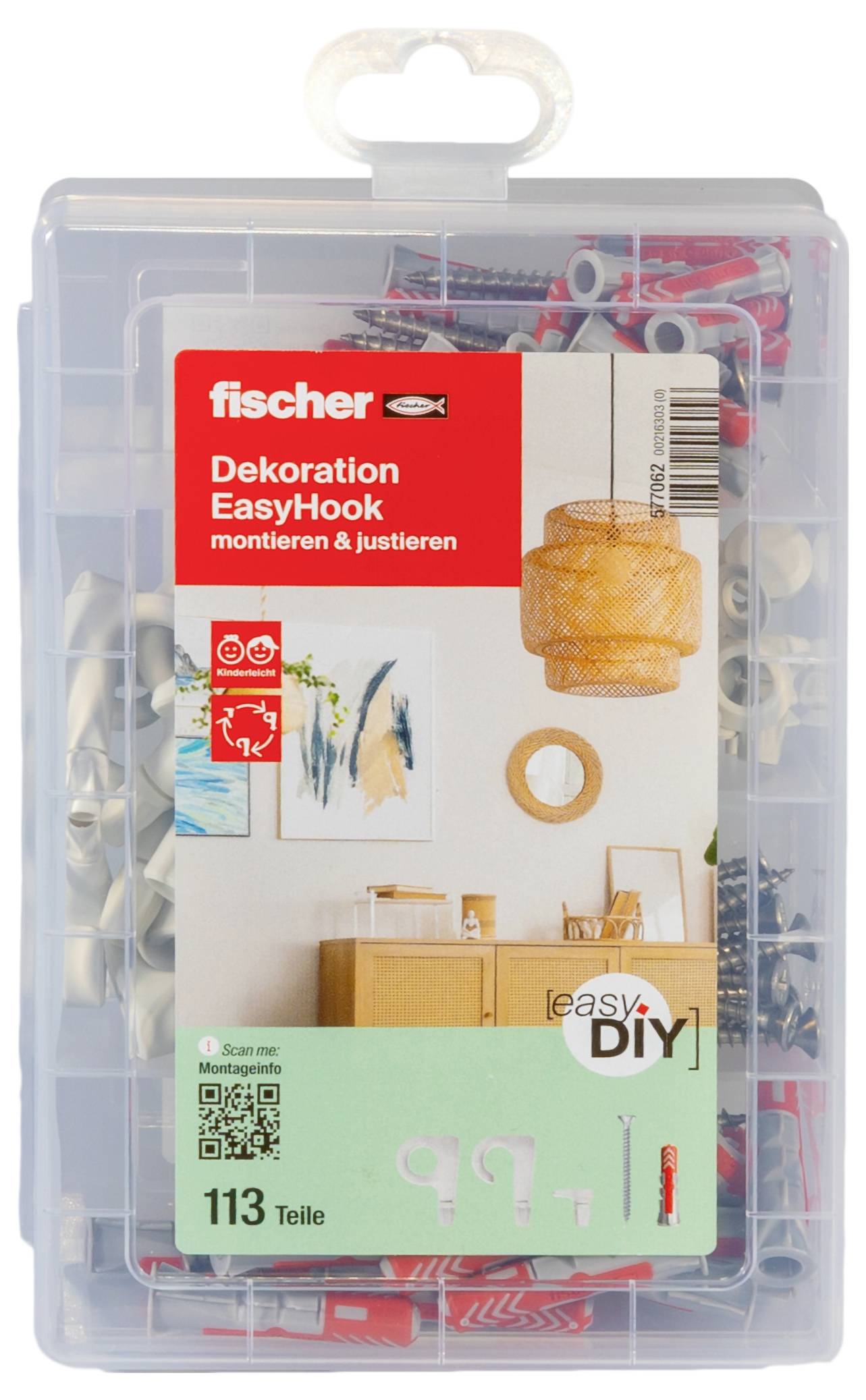 Fischer 577062 easyDIY EasyHook Boîte d'assortiment de chevilles 113 pc(s)