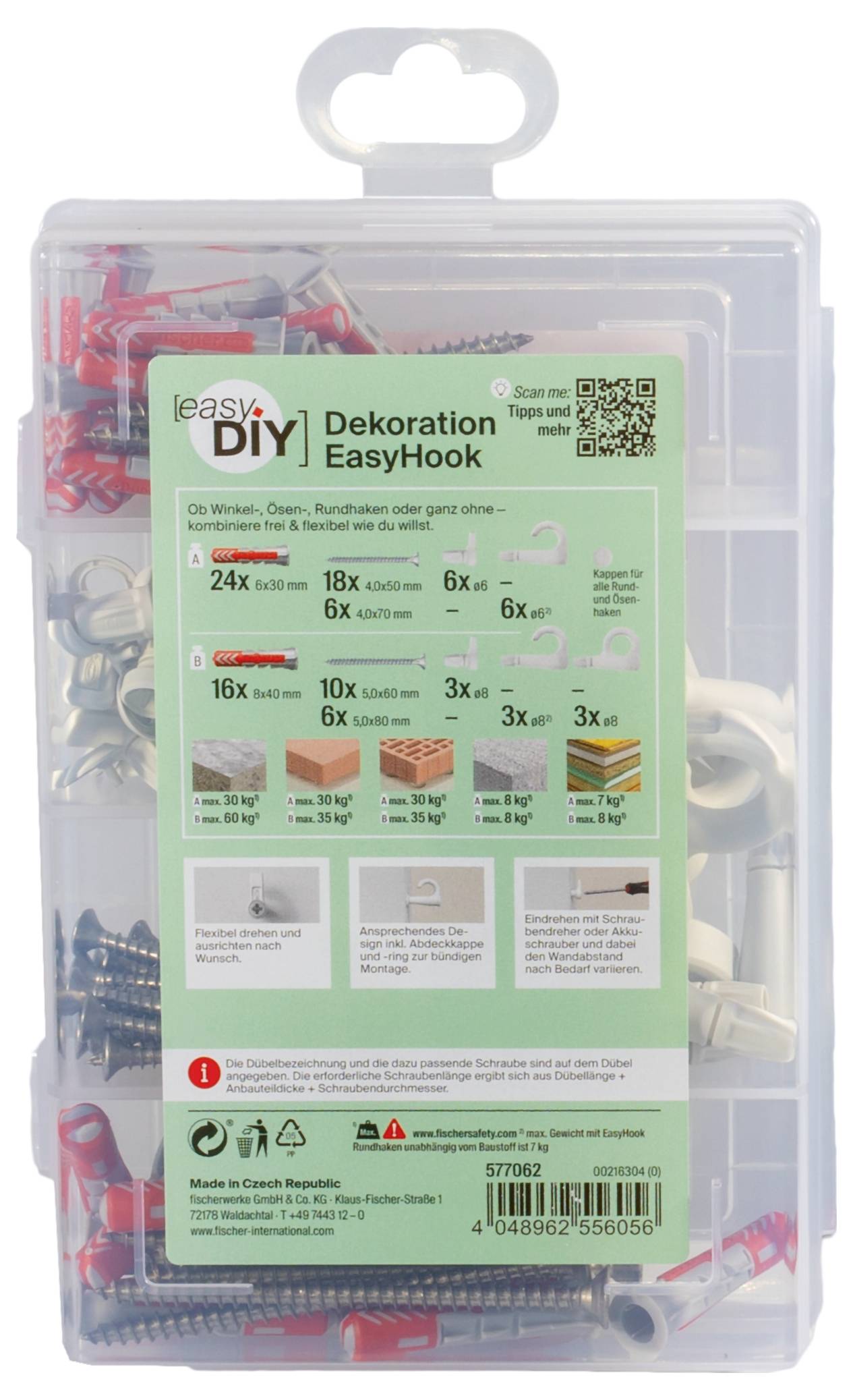 Fischer 577062 easyDIY EasyHook Boîte d'assortiment de chevilles 113 pc(s)