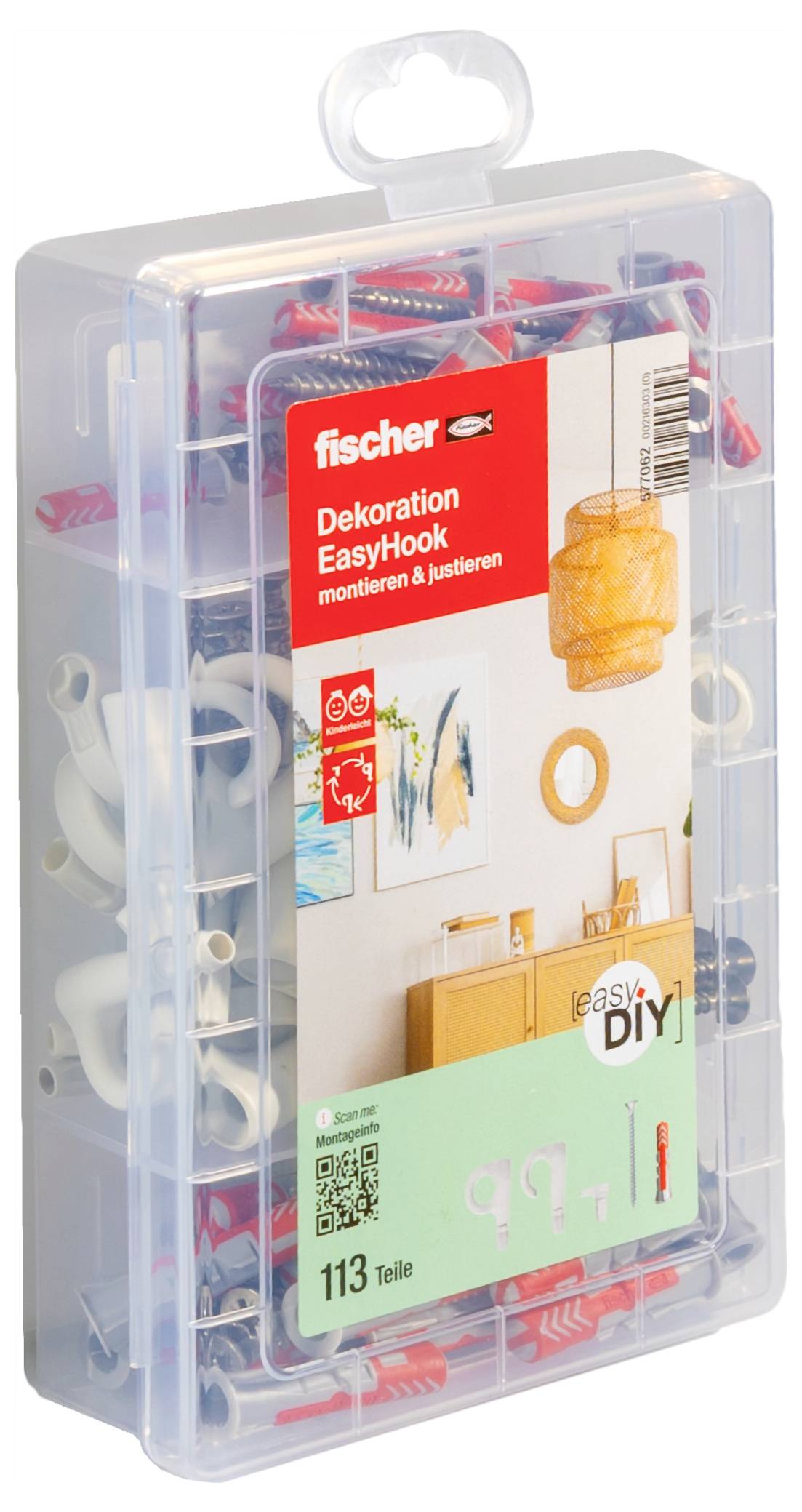 Fischer 577062 easyDIY EasyHook Boîte d'assortiment de chevilles 113 pc(s)
