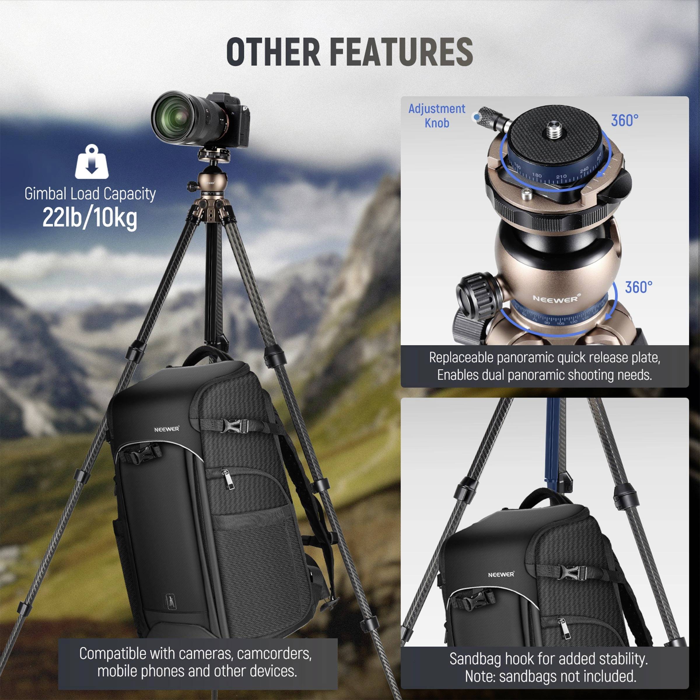 Neewer TP30 Kompaktes Carbon-Reisestativ Trépied