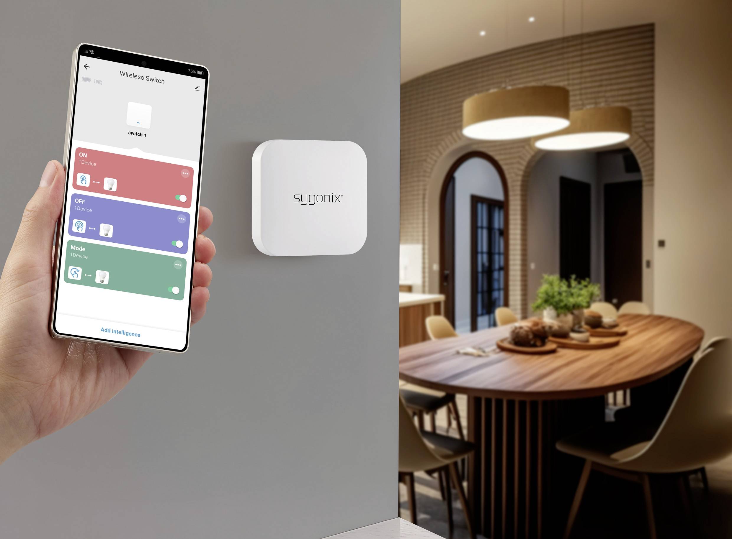 Sygonix SY-6811316 Bouton-poussoir blanc Smart Mini Switch