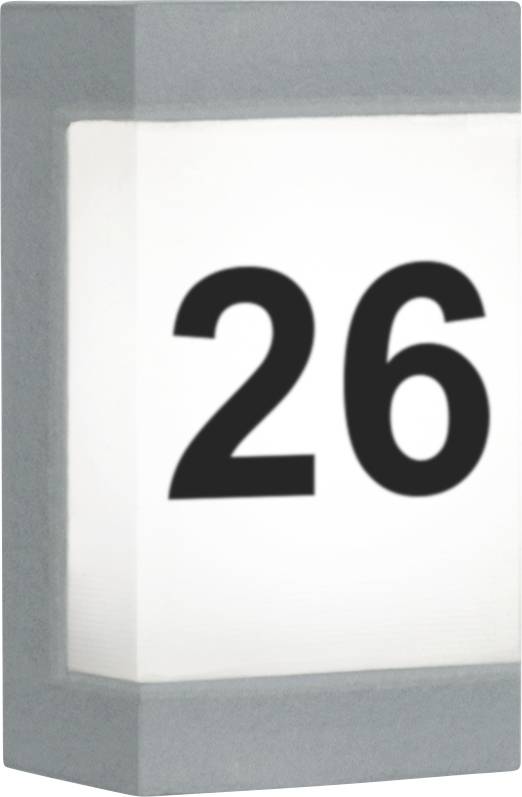 Plaque de numéro de maison portant le numéro 26 en écriture noire sur fond blanc.