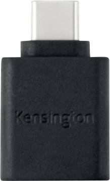 Un adaptateur USB-C noir de Kensington, vue de dessus.