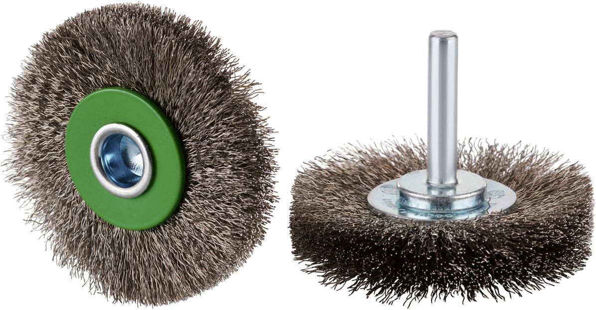 Brosses métalliques avec manche en métal, idéales pour éliminer la rouille ou la peinture. Conviennent aux perceuses et aux meuleuses d'angle.