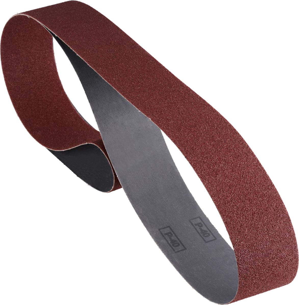 Bande abrasive avec surface rugueuse rouge, adaptée au ponçage de matériaux longs ou de grandes surfaces.