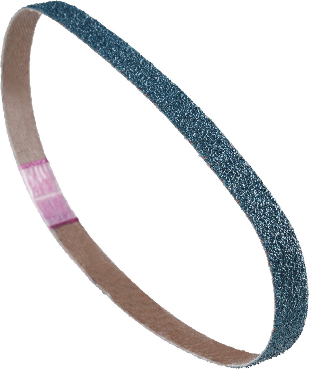 Bande abrasive, vert foncé, elliptique, à grain grossier, adaptée aux machines à poncer.