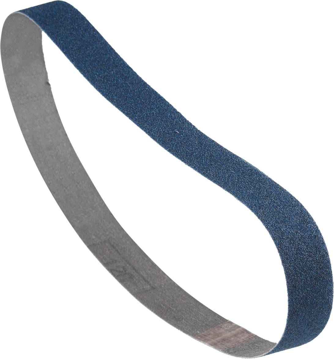 Un ruban bleu en forme de boucle qui se transforme en un ovale ouvert. Il a une texture rugueuse et est utilisé pour lisser des matériaux.