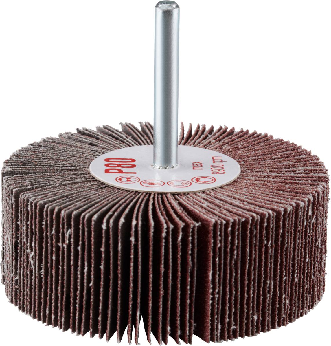 Rouleau de meulage avec grain P80 et tige métallique. Utilisé pour lisser les surfaces et éliminer du matériau.